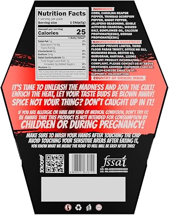 Jolochip Last-Chip-Challenge Pack of 2 | Extreme Spicy Tortilla Chip | Hottest Chip in the World | Ultimate Hot Snack | 5gm