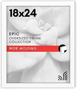 Americanflat 18x24 Poster Frame with Polished Plexiglass - White Picture Frame - Wide Photo Frames Made of Engineered Wood for Vertical or Horizontal Wall Display - Epic Collection - White