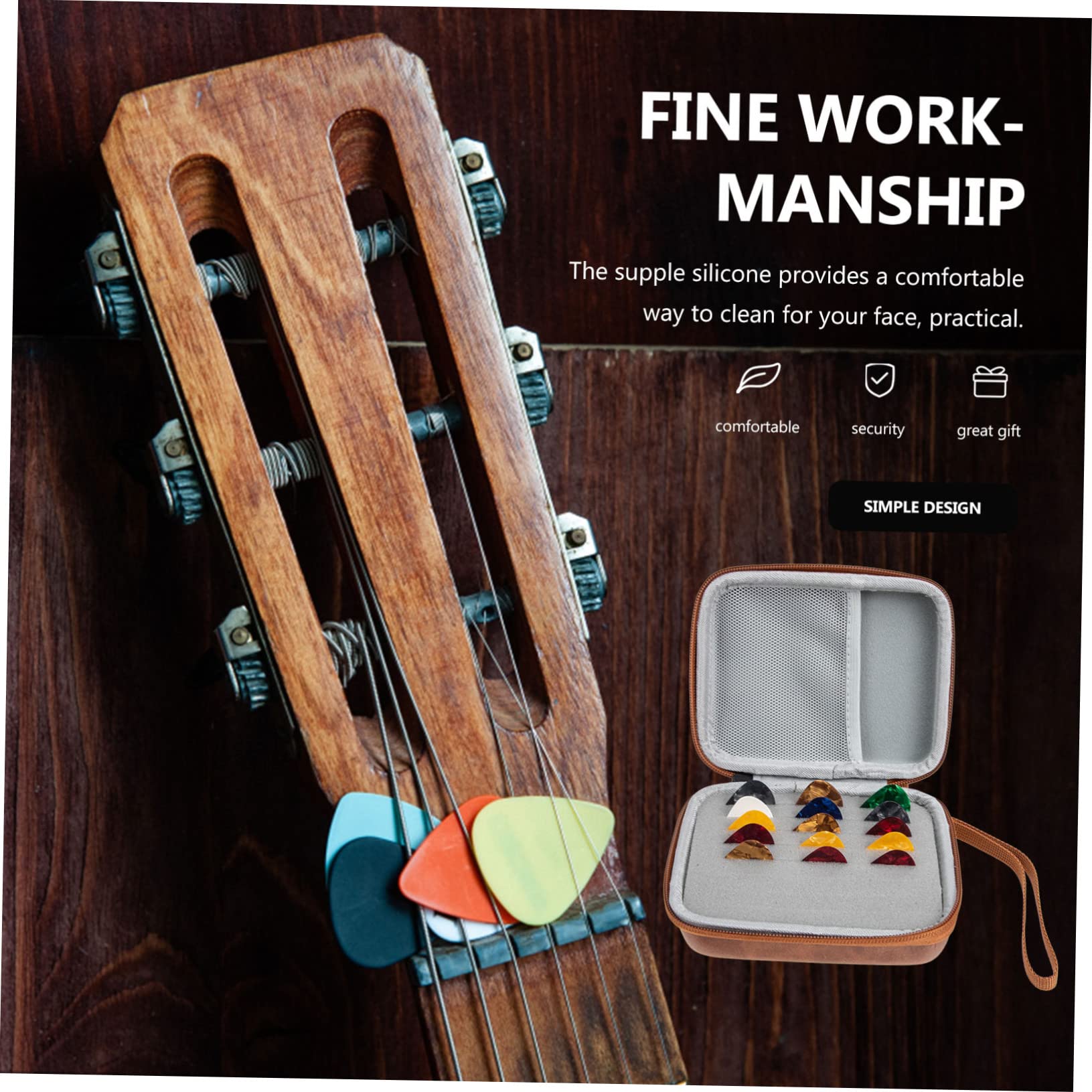 HEMOTON 3 Set Di Plettri Per Chitarra Elettrica Acustica Folk Robusti Con Porta Plettro