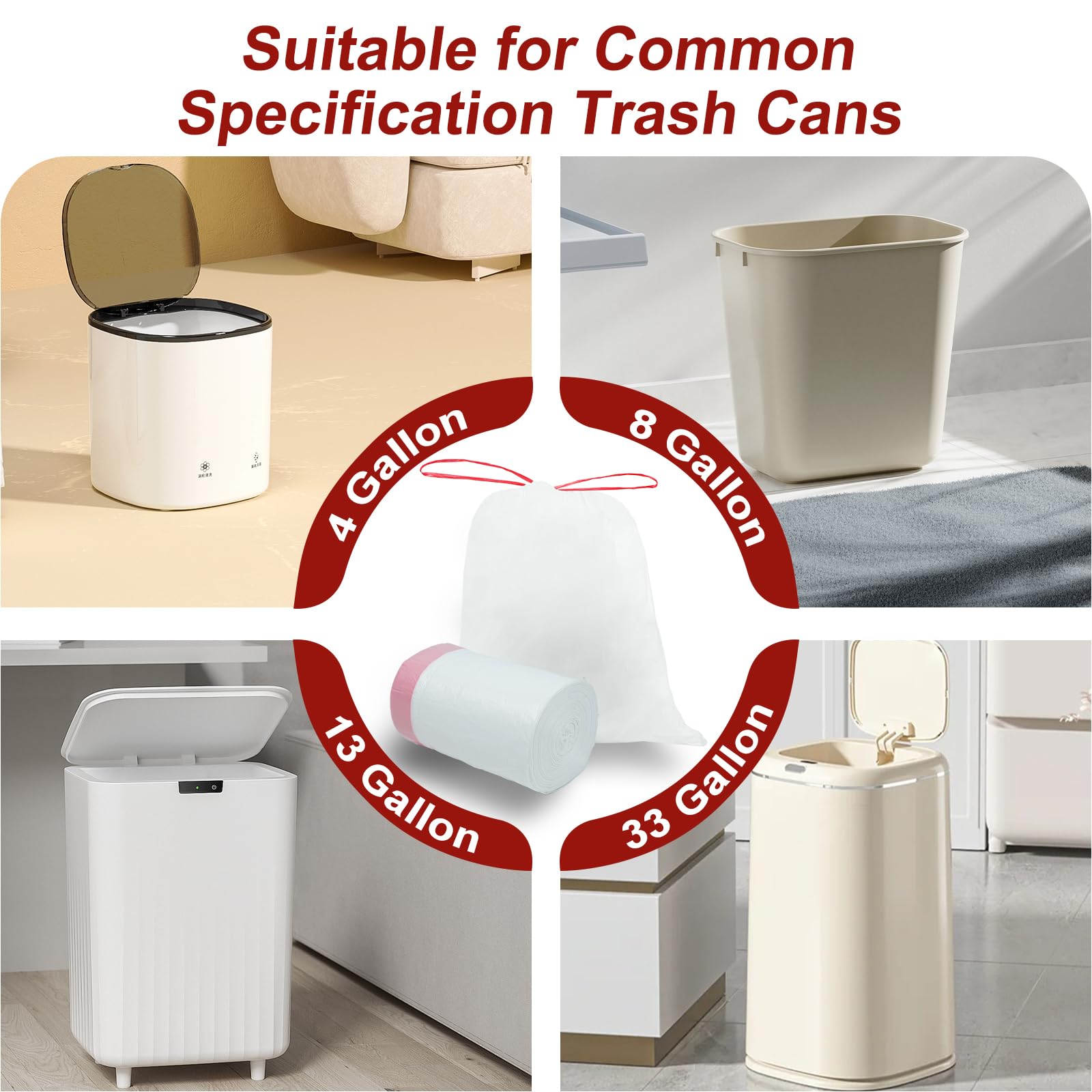 O2frepak 8 Gallon Drawstring Tall Kitchen Trash Bags,Clean Fresh Scent and Heavy Duty Garbage Bags(100 Count,50x60cm)