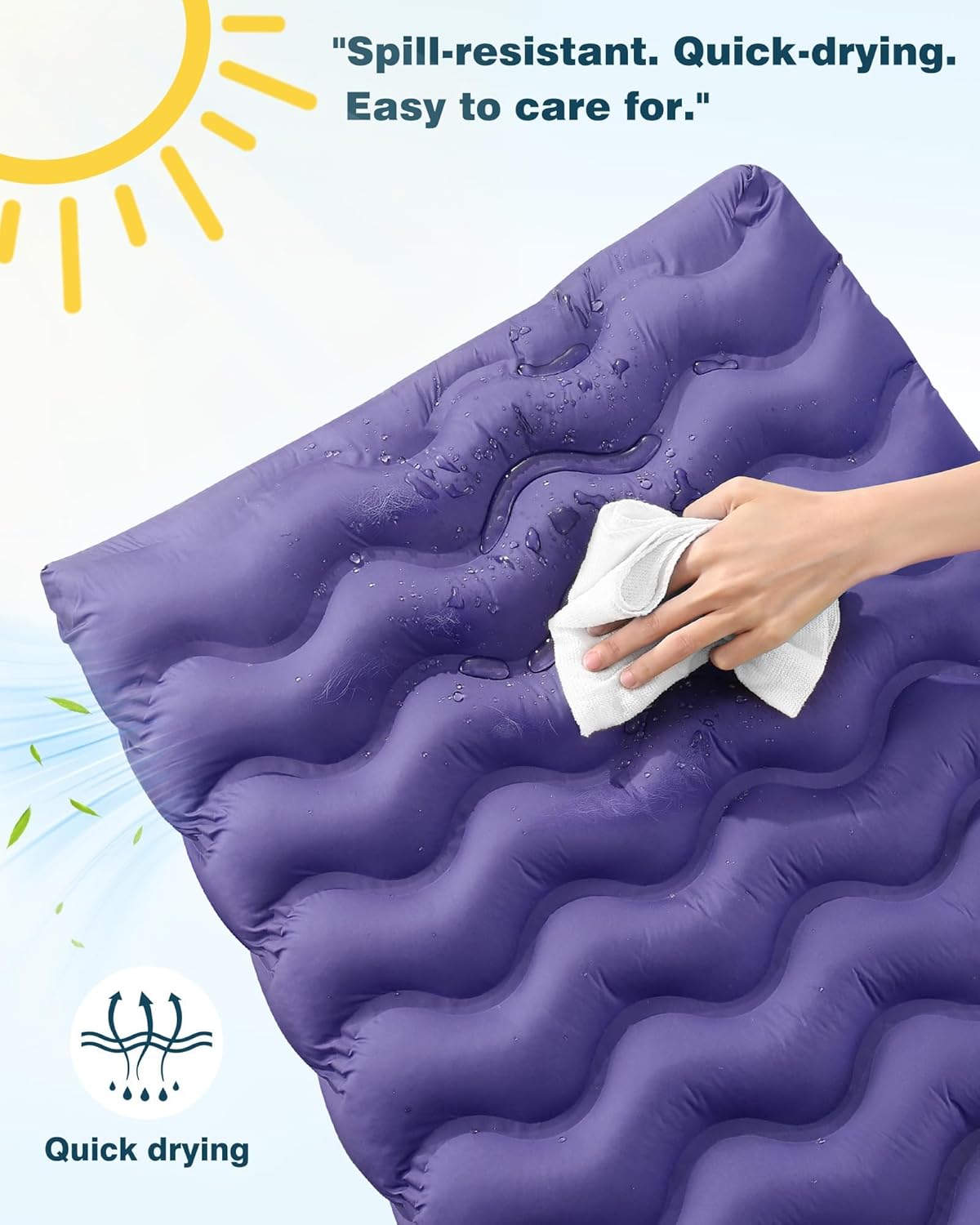 Orthopedic Dog Bed Outdoor Waterproof Dogs Crate Bed for Large Medium Small Dogs, Washable Cooling Dog Bed Mat with Removeable Cover & Memory Foam（30" x 20", Purple