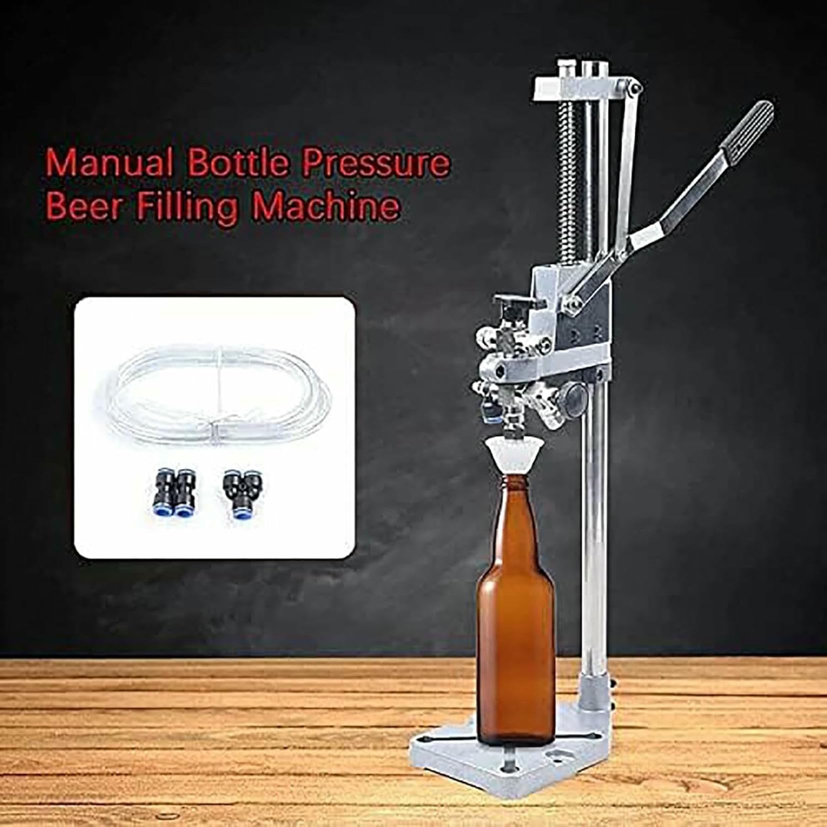 Llenadora de botellas, llenadora de botellas a contrapresión, máquina llenadora manual de líquidos para botellas de cerveza/vino de acero inoxidable, para botellas de vidrio/convexas/plástico/vino~/