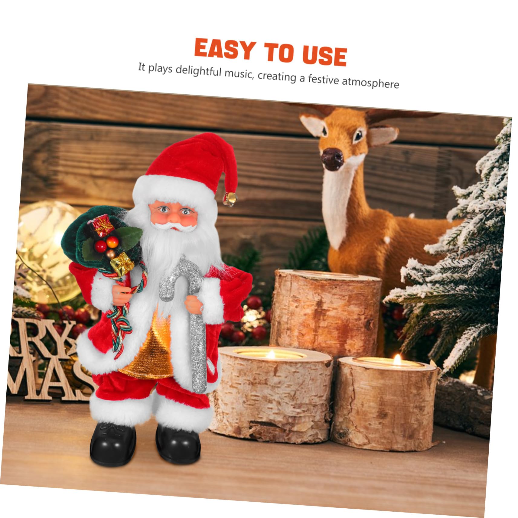 HEMOTON Muñeco Eléctrico de Papá Noel con Música Decoración Navideña para Fiestas Juguete Seguro y Decorativo para Festivo