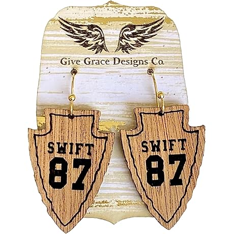 Travis Kelce Arrowhead Earrings | Wood Laser Engraved