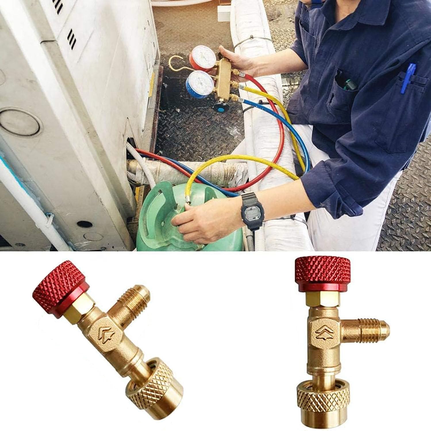 Gas Refrigerante R410a, Gas R410a per Condizionatori, Adattatore R410a, Pompa Vuoto per Condizionatori, Valvola di Sicurezza Aria Condizionata, per Tubo di Riempimento Refrigerante R410A