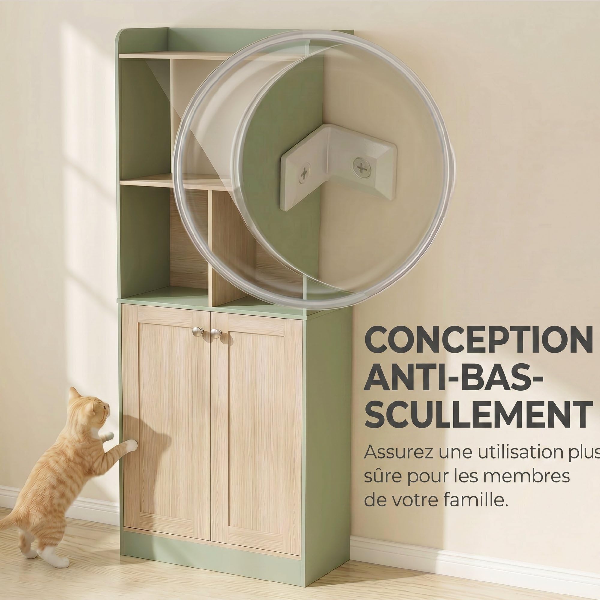 HOMCOM Libreria 5 Ripiani 2 Ante 60x30x161.2cm Verde Legno Naturale