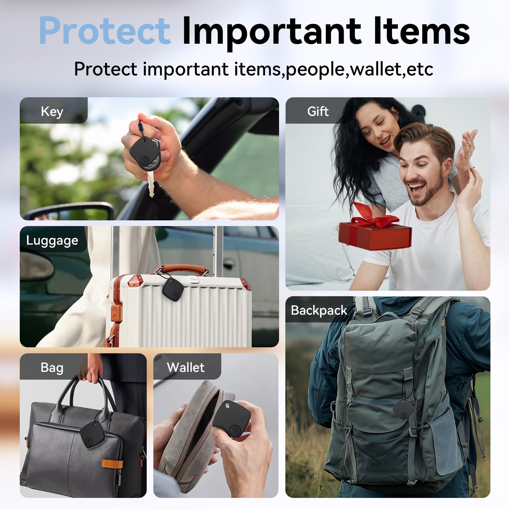Smart Tracker Bluetooth 4 Pezzi IP67 Impermeabile Compatibile con Google Find Hub per Chiavi Bagagli Valigie (nero)