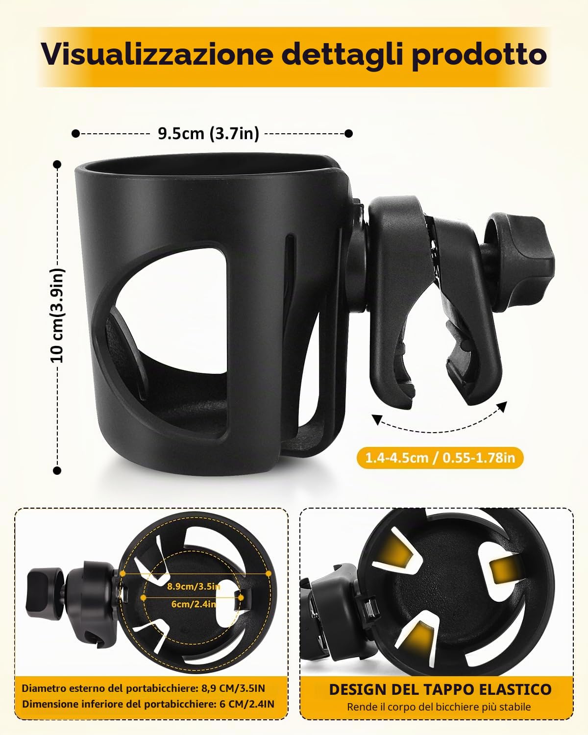 Portabicchieri per genitori per passeggino, portabicchieri per passeggino, accessorio universale per biciclette, bottiglie