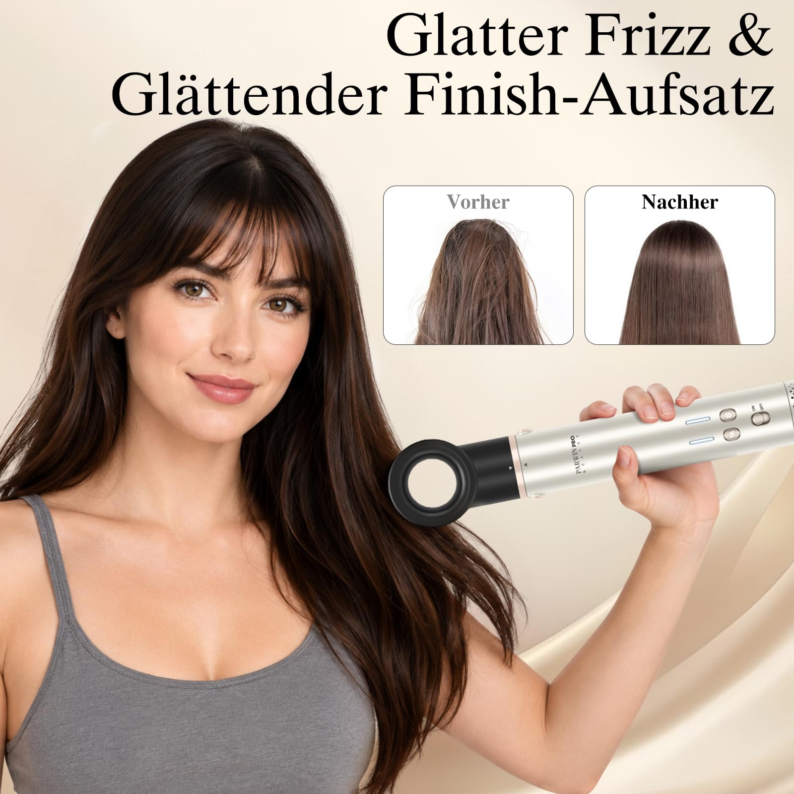 7 in 1 AirStyler, Automatische Doppelspannung MaxAIR 2.0 Multi-Styler Set | Auto-Wrap Lockenstab, 110000 U/Min Föhn mit Diffusor Volumenbürste, Glättender Finish-Aufsatz, Glätteisen, Champagnersilber