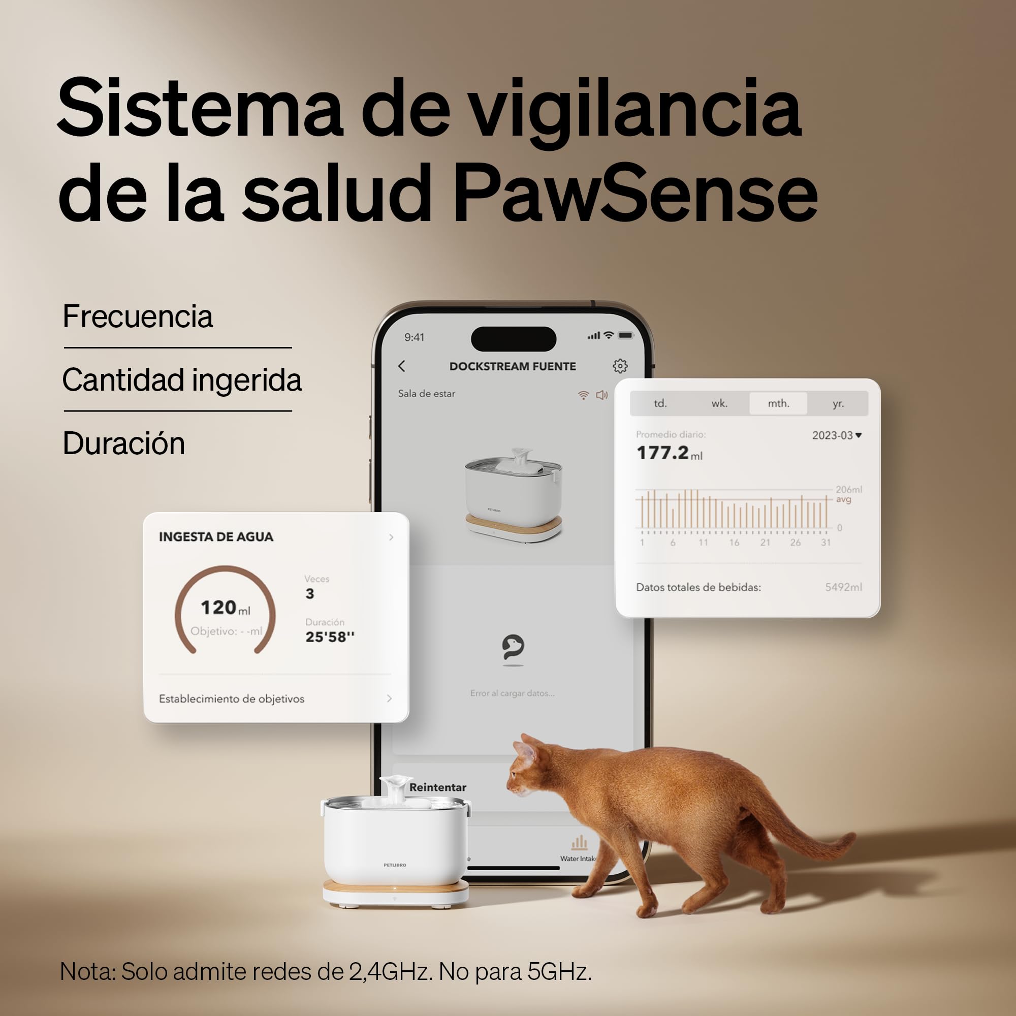 PETLIBRO Fuente para Gatos sin Cable con Sensor de Movimiento, Dockstream 2,5L Bebedero Gatos con Pilas 5000mAh, 23dB Ultra Silenciosa, Fácil de Limpiar, sin BPA, Dispensador Agua Gatos
