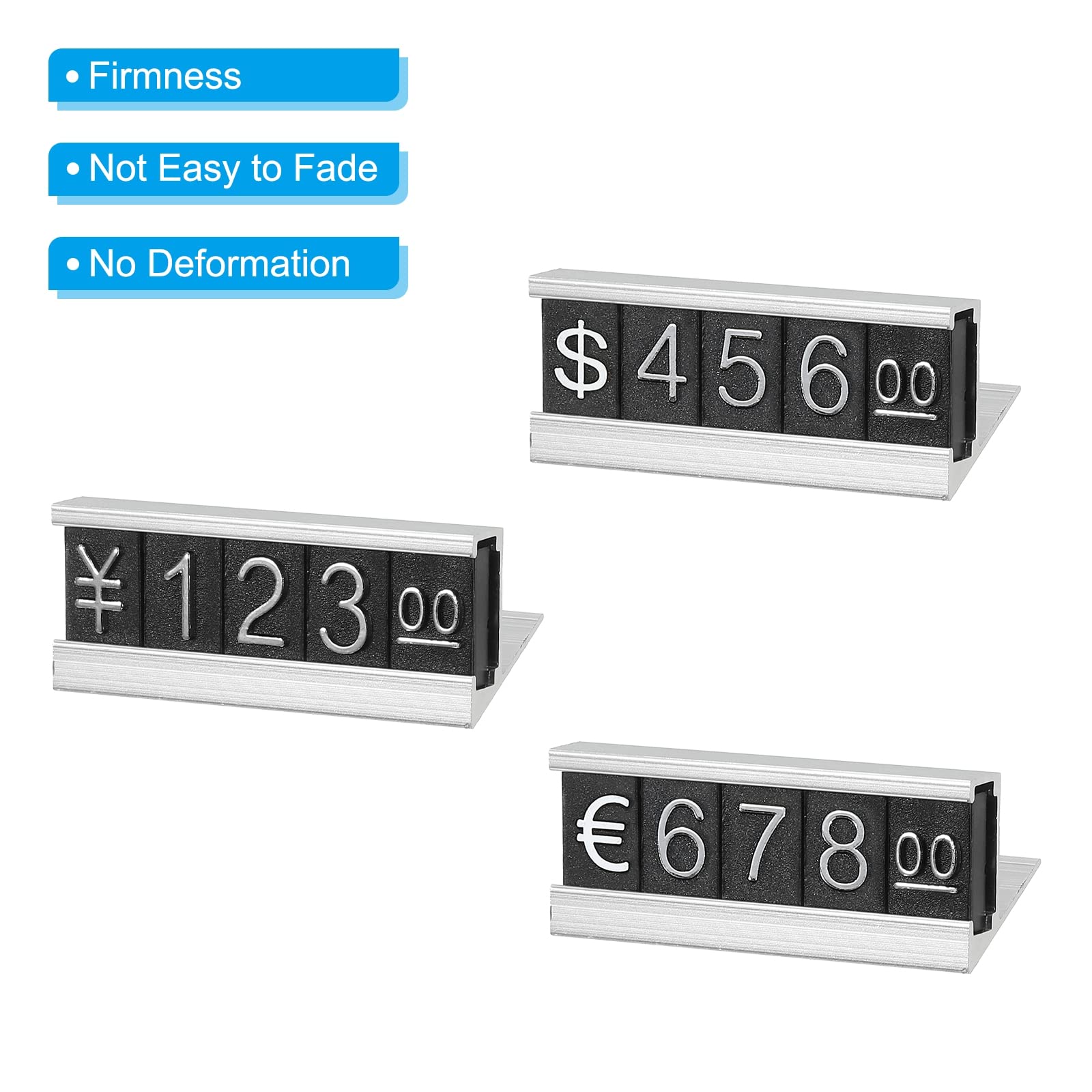 PATIKIL Price Cube Display Price Blocks Adjustable Removable Number Price Stand Silver Tone Counter Price Display for Retail White on Black Hundred Digit - Image 4