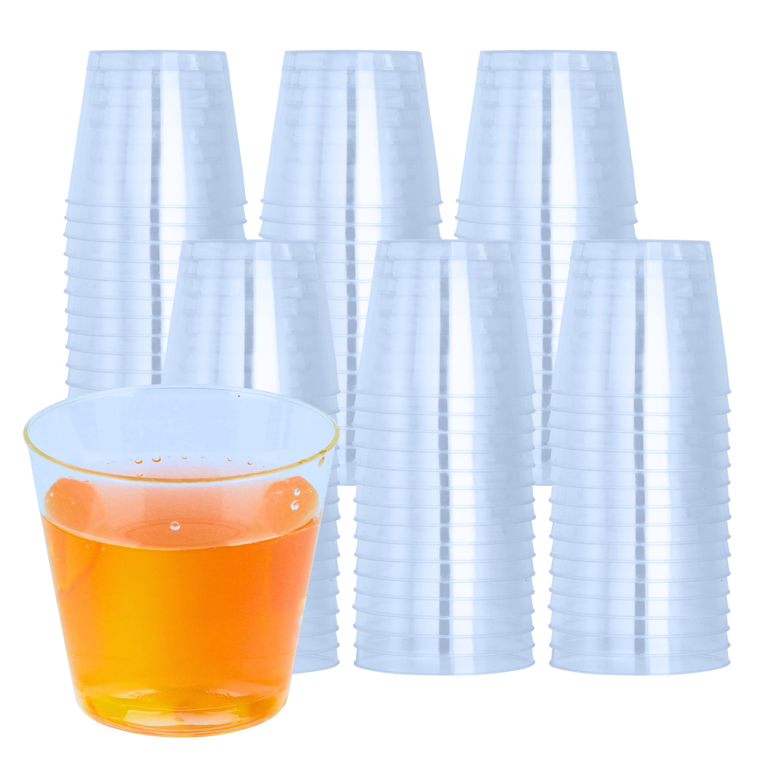 Green Direct 2 oz. Disposable Clear Plastic Shot Cups Pack of 100, Small Glasses for Vodka, Whiskey, Tequila, Wine, and Jello Shots, Mini for Party Sample and Tasting Cups