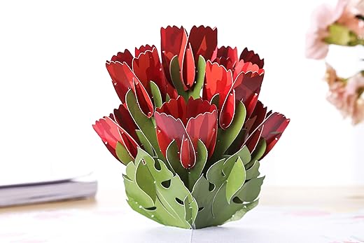 Liif Tulip Flower Mothers Day Pop Up Card For All Occasions, Happy Birthday Card For Women, Mom, Wife, Valentines’s Day, Anniversary, Mother’s Day,…