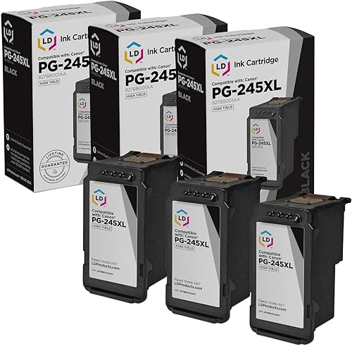 LD, cartuchos de tinta remanufacturados, Canon PG245XLCL246XL HY negro 8278B001AA y color 8280B001AA, Paquete de 3 - HY Negro