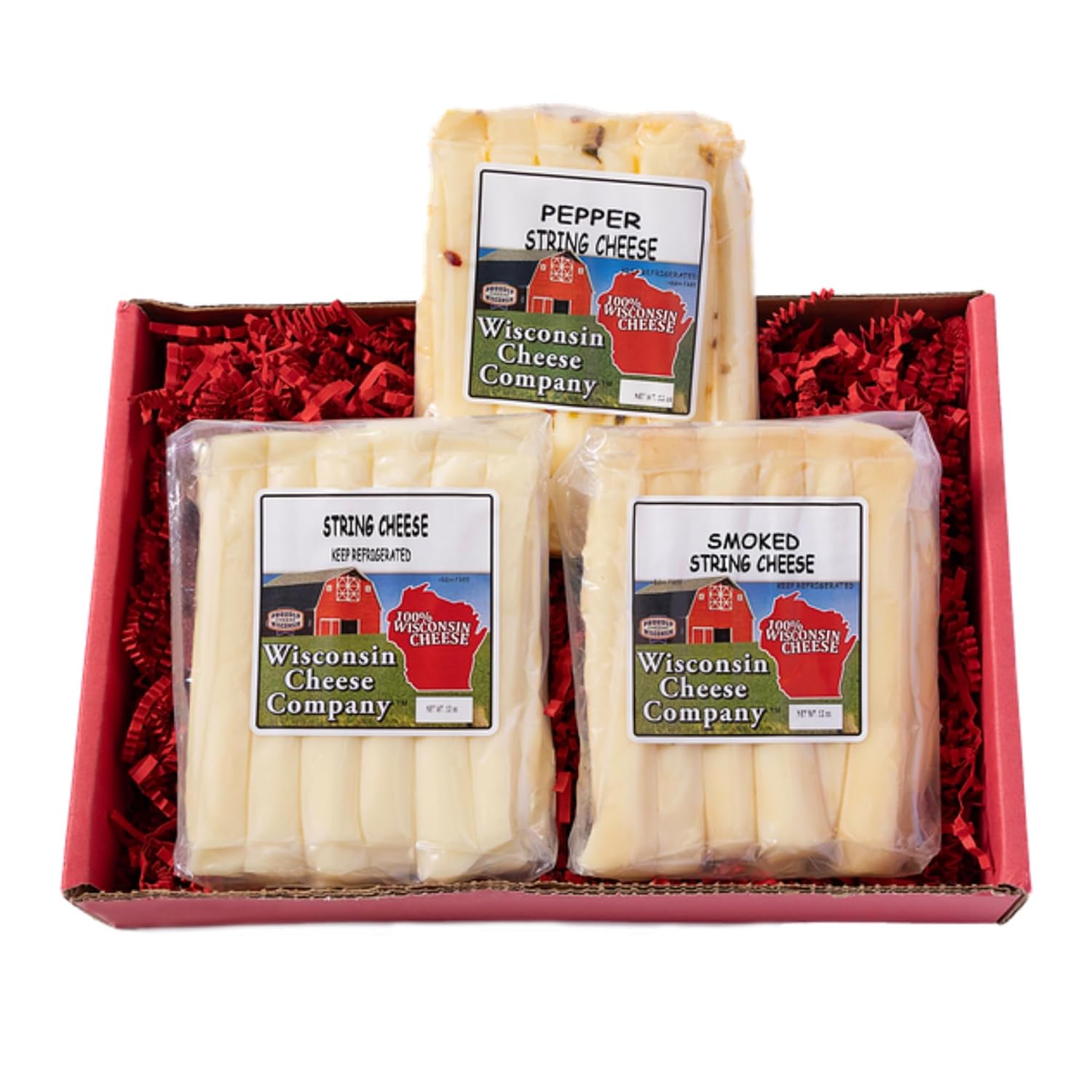 Wisconsin Cheese Company - 100% Wisconsin String Cheese Gift Box - Original, Jalapeno & Smoked String | Perfect for Parties, Charcuterie Boards, and Holiday Gifts