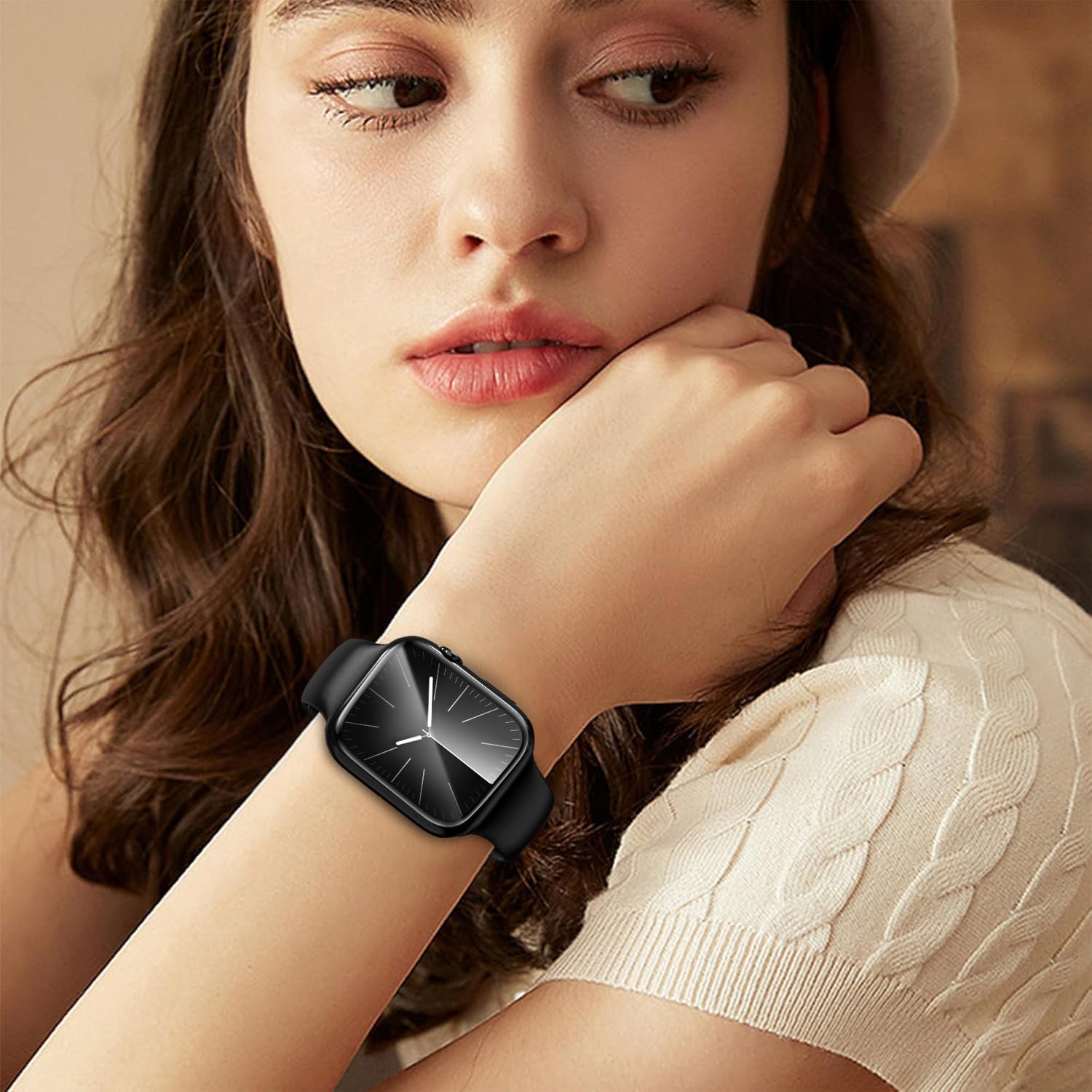ivoler 3 sztuki etui z folią ochronną do Apple Watch 41 mm Series 9 8 7, pełne pokrycie, odporne na uderzenia i zarysowania, ultracienkie, miękkie etui ochronne z termoplastycznego poliuretanu (TPU