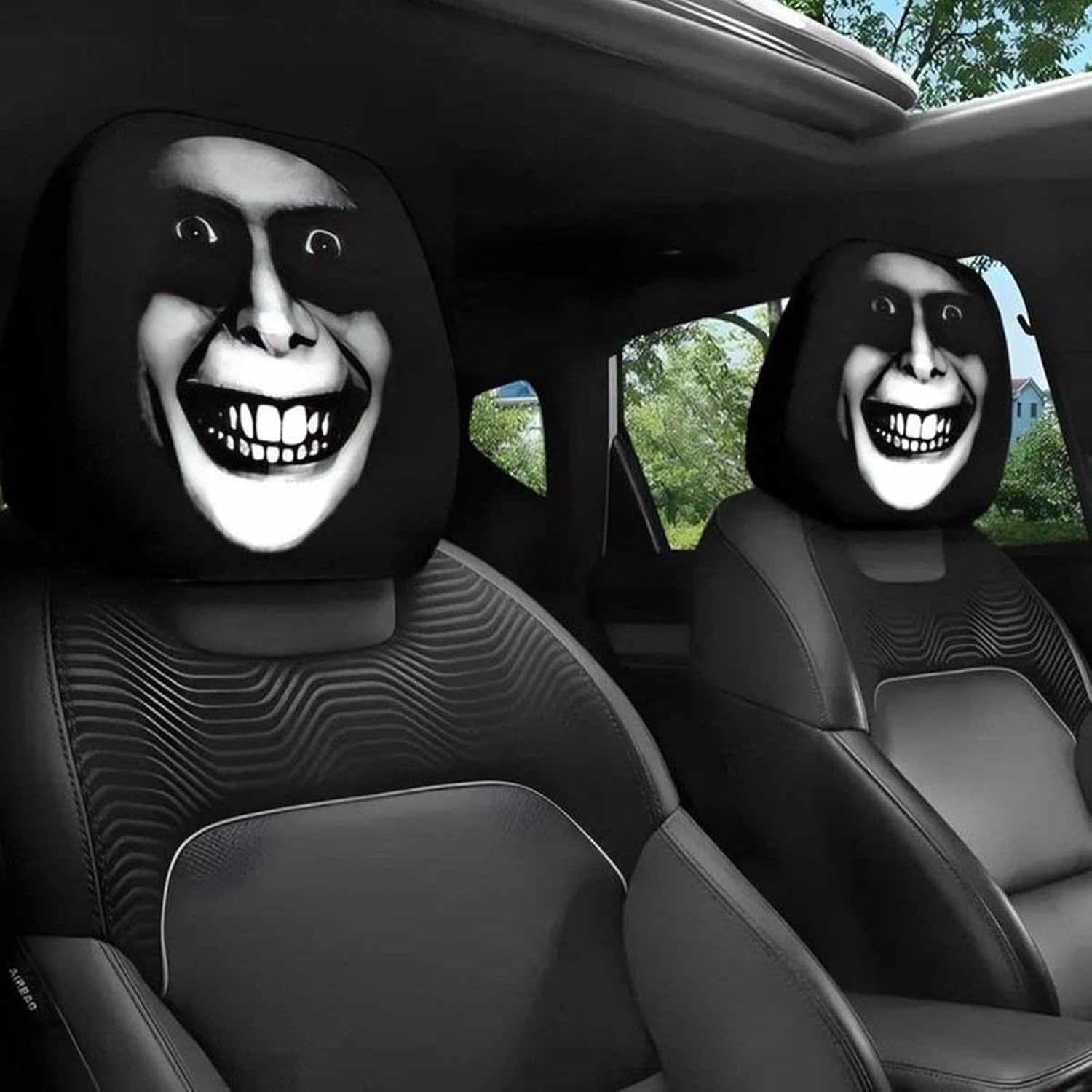 Car Headrest Prank Face Full of Atmosphere Spooky Car Accessories Quick and Easy Installation Horror Car Seat Covers Holiday Pranks and Pranks,B