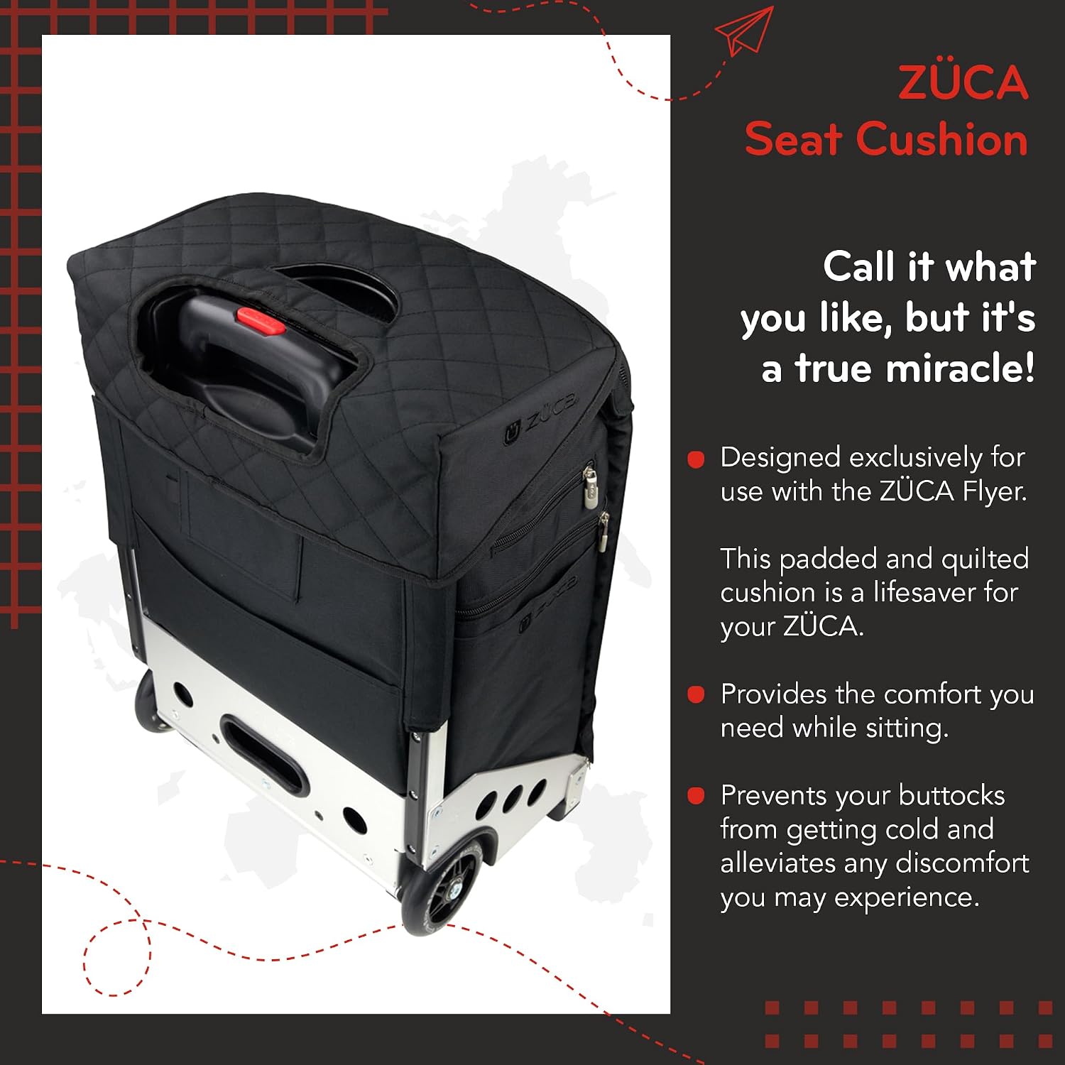 ZUCA Flyer Seat Cushion, Black