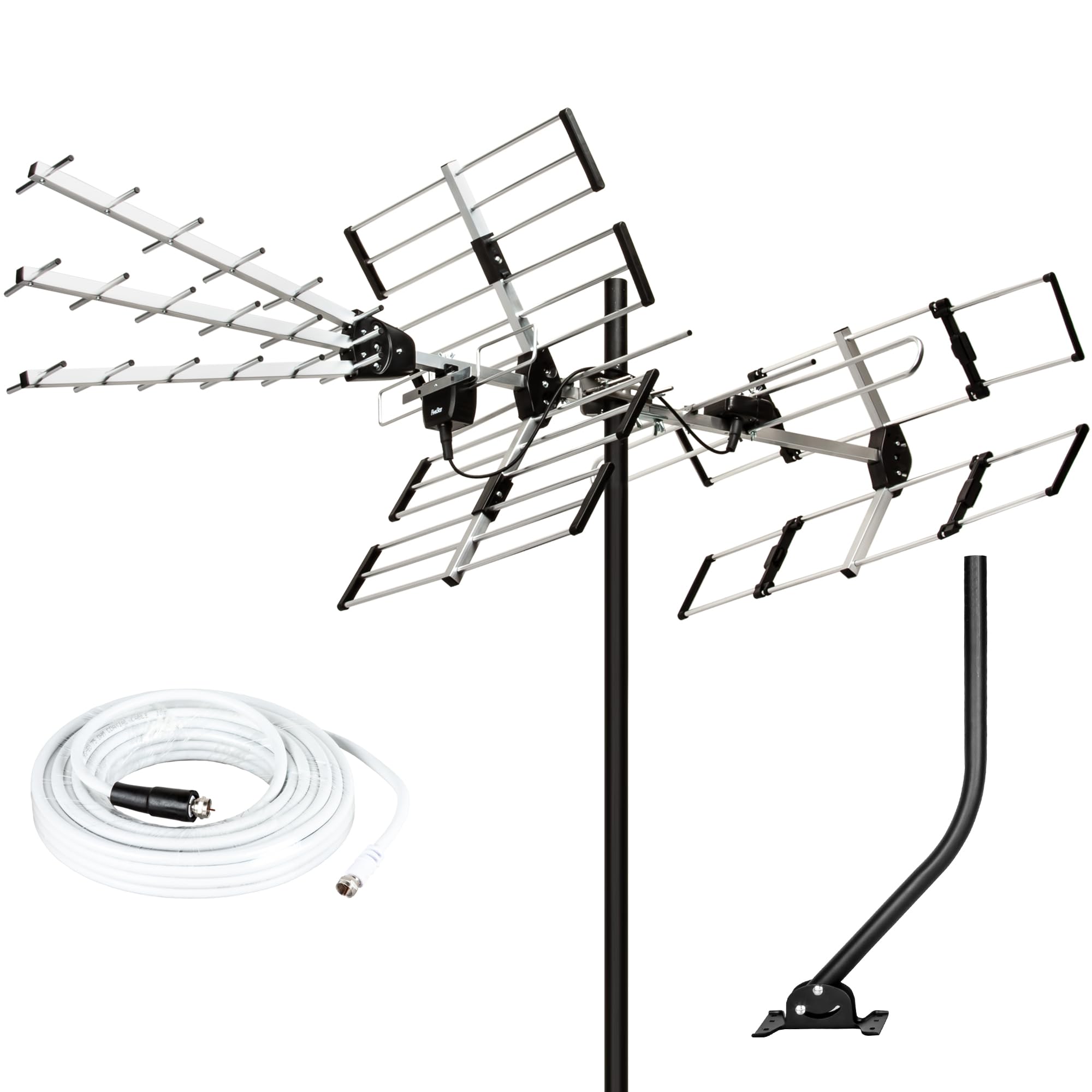Five Star HDTV Outdoor Antenna 200 Miles Long Range Upgraded Yagi VHF UHF Support ATSC 3.0 and 4K Broadcast with 21” mounting Pole