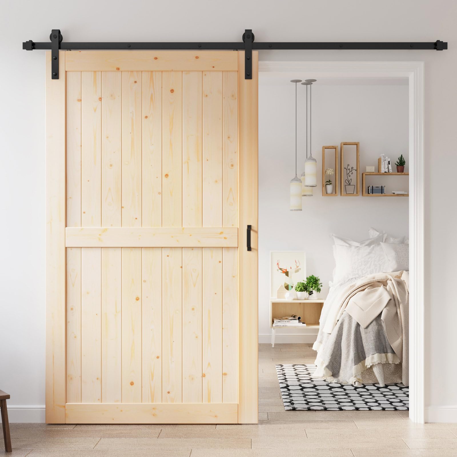ROYMELO 48x84 inch Spruce Wood Sliding Door