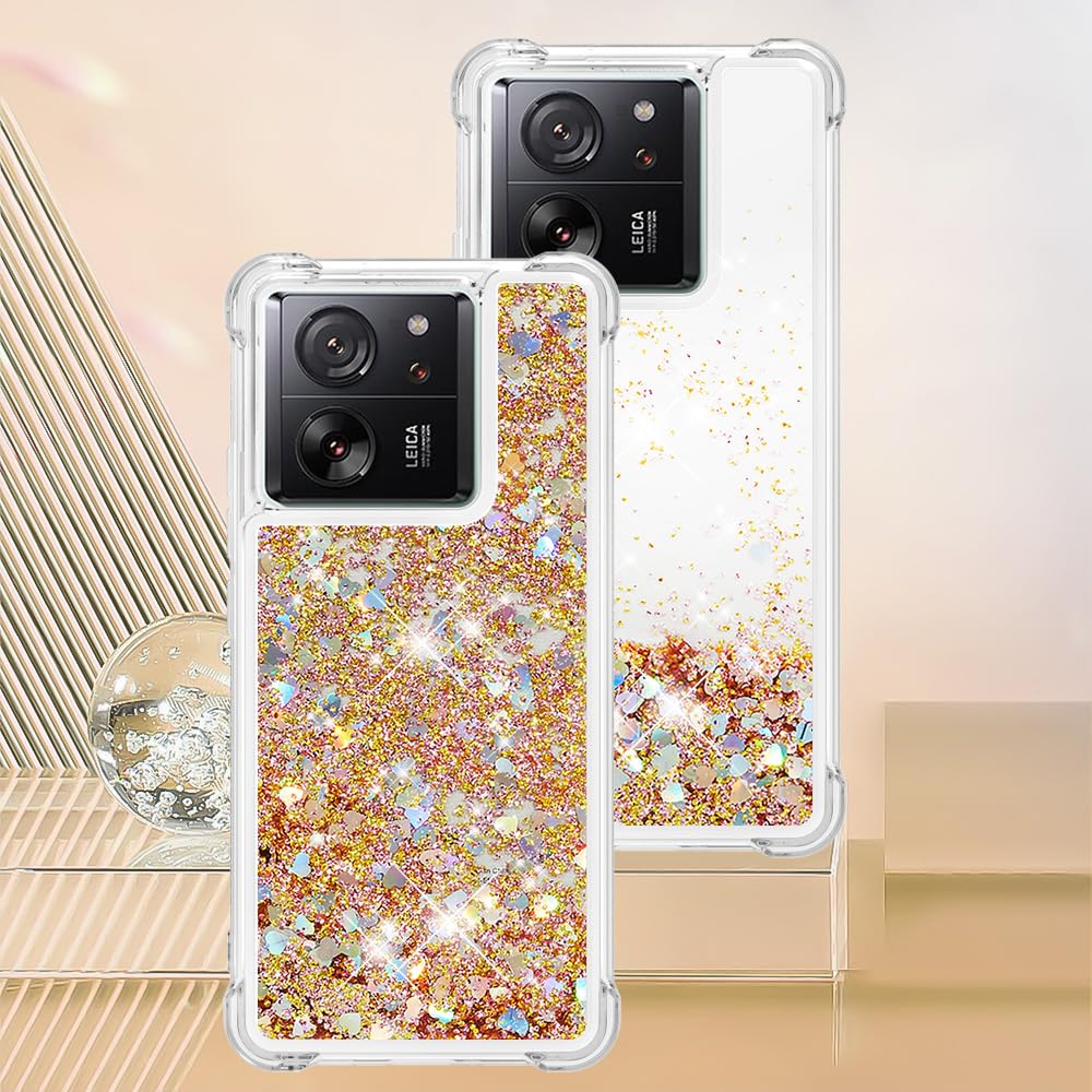 TUUTPU Handyhülle Mit Band Für Xiaomi 13T/13T Pro – Glitzer-Treibsand-Design, Transparent & Stoßfest