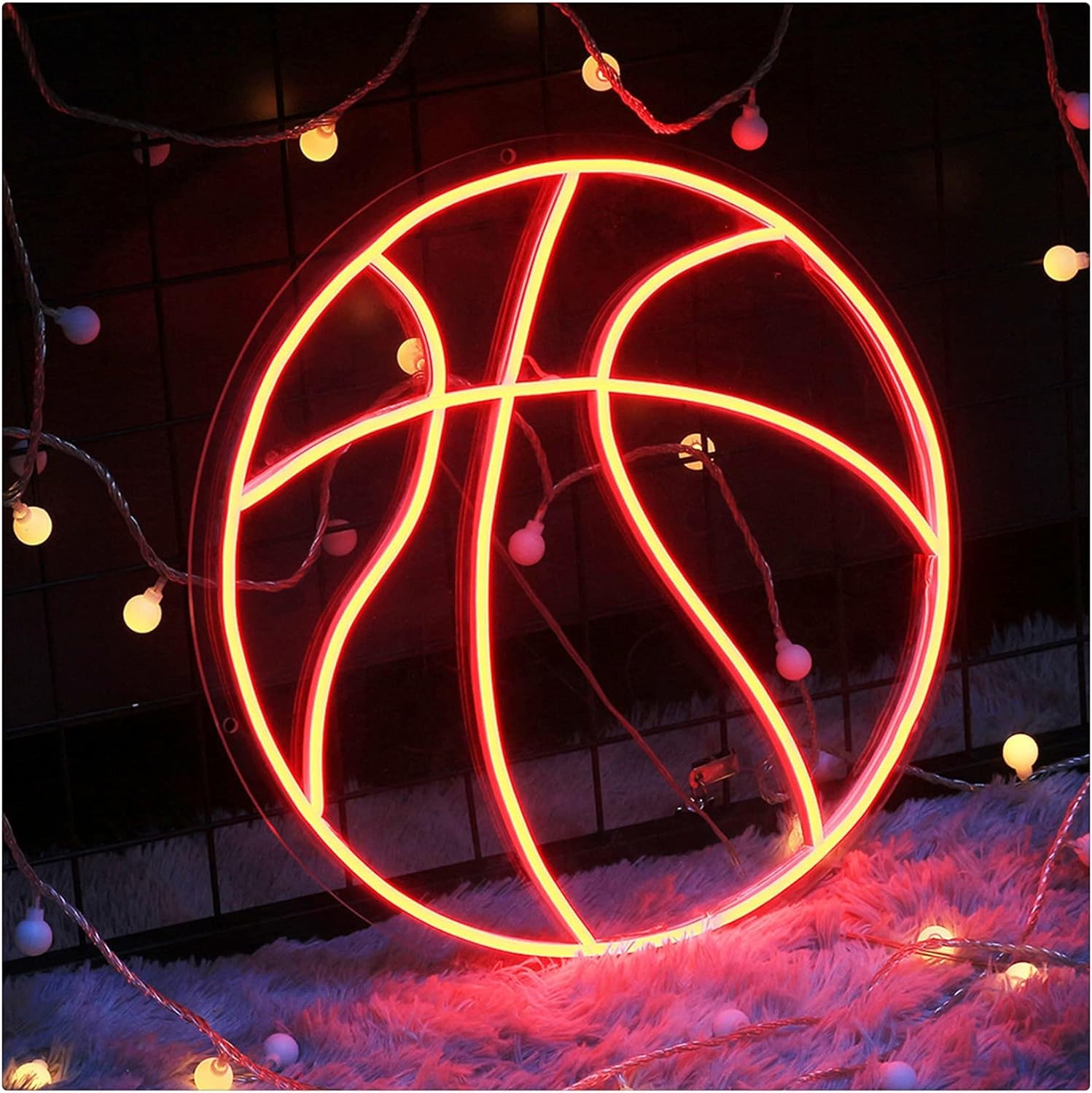 Luz LED de neón Luz de tablero de baloncesto, iluminación decorativa de pared artificial, luz de neón LED 50x50cm