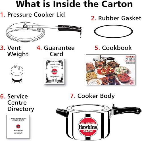 Miniatura 7 de Hawkins Olla a presión clásica de aluminio, cocina de tapa interior de inducción, olla de sartén, mejor cocina, plata Icl50 5 litros