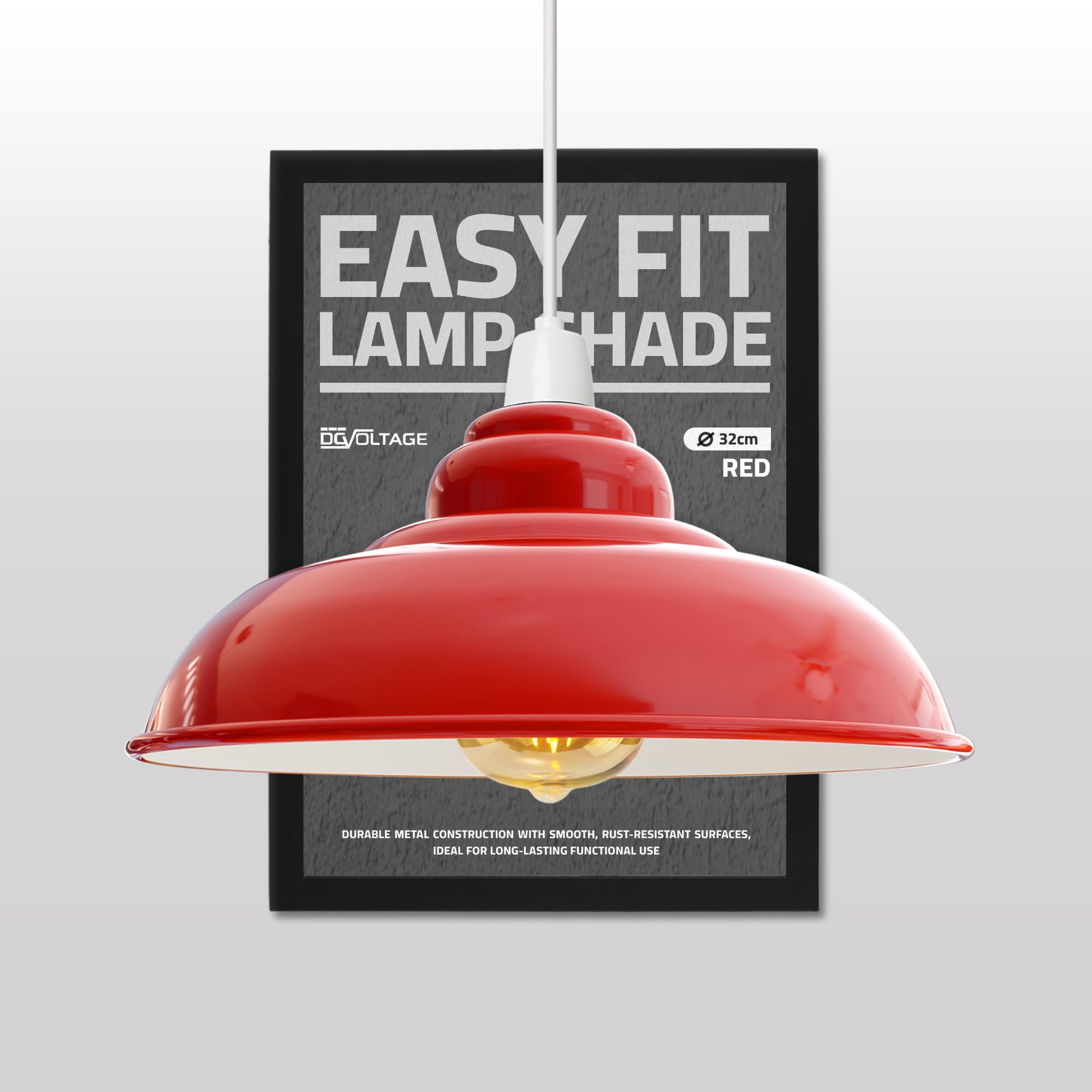 DC VOLTAGE Lamp Shades Ceiling, 32cm Modern Red Light Shade, Lampshades for Ceiling Lights, Table Lamps & Floor Lamps, Shade Living Rooms, Kitchen, Bedroom, Hallways Lounges