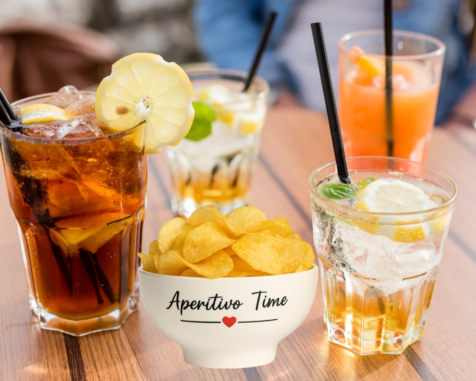 Tata Home Set 6 Ciotole per Aperitivo in Porcellana Bianca con Scritte Shabby Chic Ciotoline per Salsa Snack Patatine Accessori Aperitivo Misura Small 11,5x6 cm Mod. HappyLove