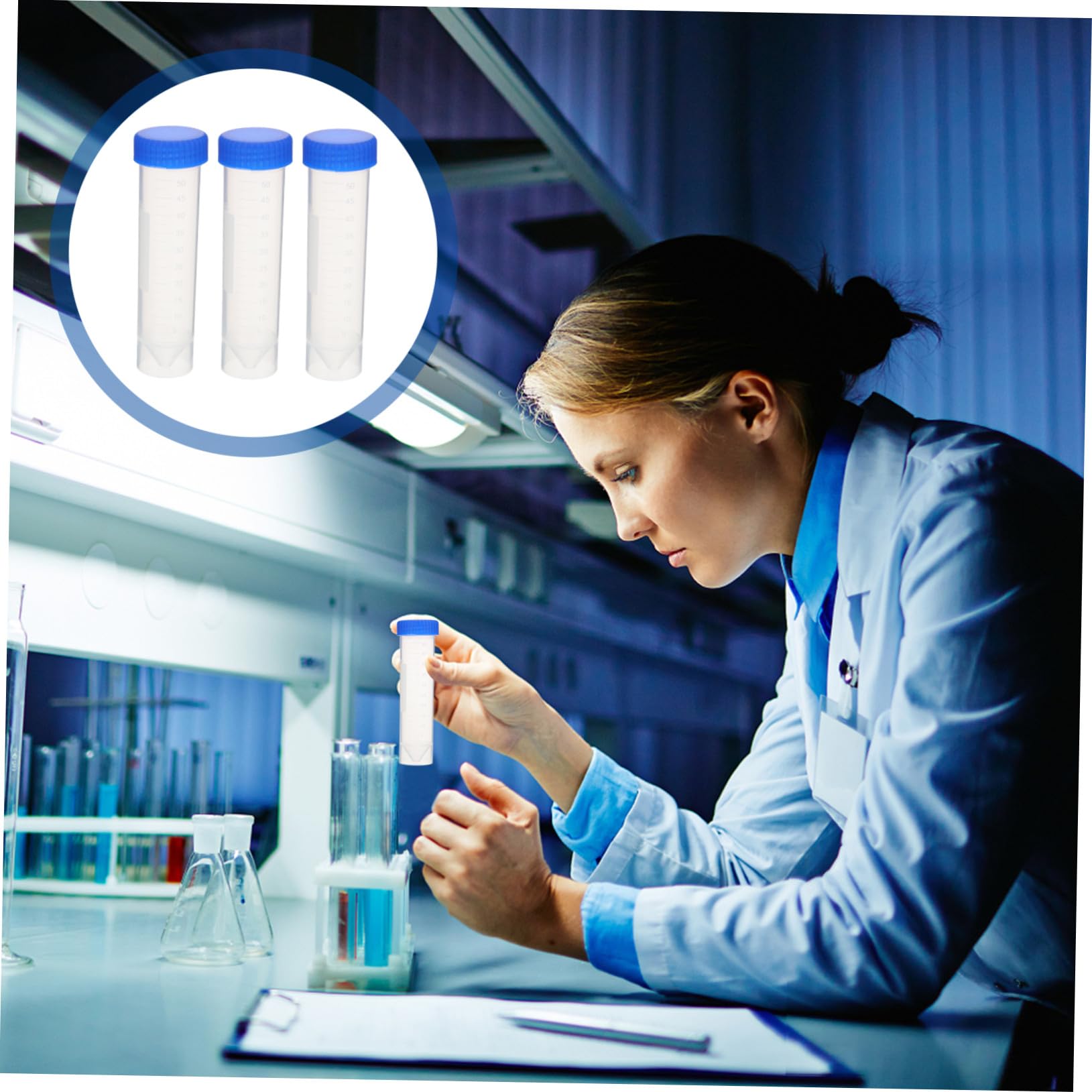 Anneome Zentrifugenröhrchen Freistehende Röhrchen 50ml aus Kunststoff 50 Stück mit Schraubverschluss Klare Skalierung und Hohe Transparenz Zufällige Farbe für Laborproben und Experimente