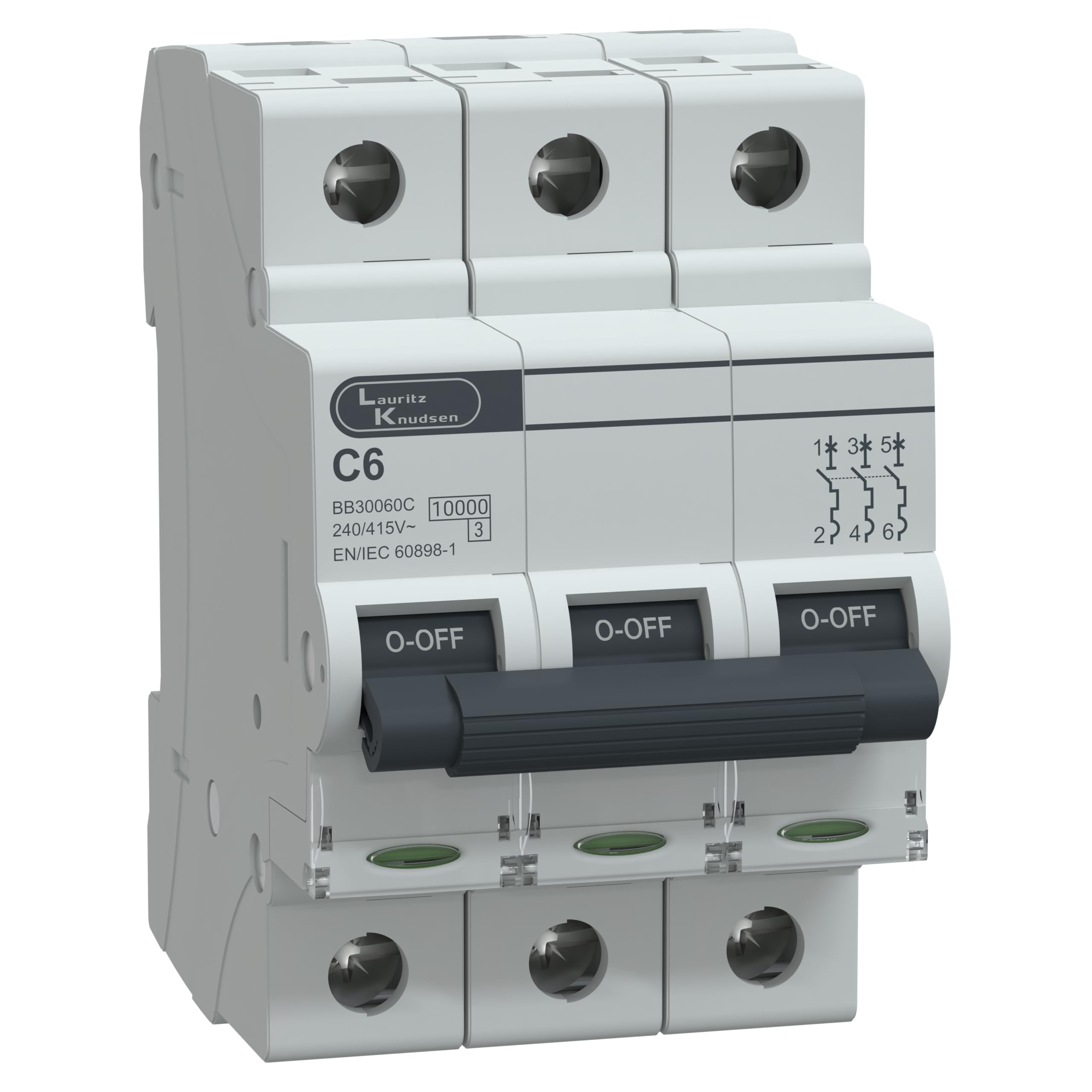 Lauritz Knudsen BB30060C TP MCB 3 Pole 6A C Curve Miniature Circuit Breaker | 240/415V AC | IS/IEC 60898-1 Certified | Electrical Circuit Protection for Residential & Industrial Applications-image-28