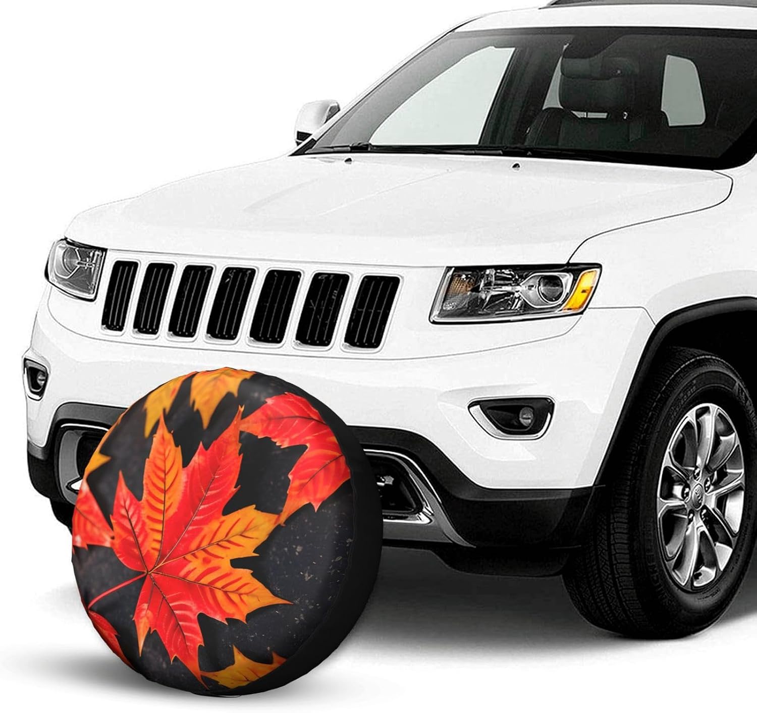 Waterproof Spare Fall Red Leaves Print Tire Cover for 17 Inch Wheels with SUVs Trailers Trucks