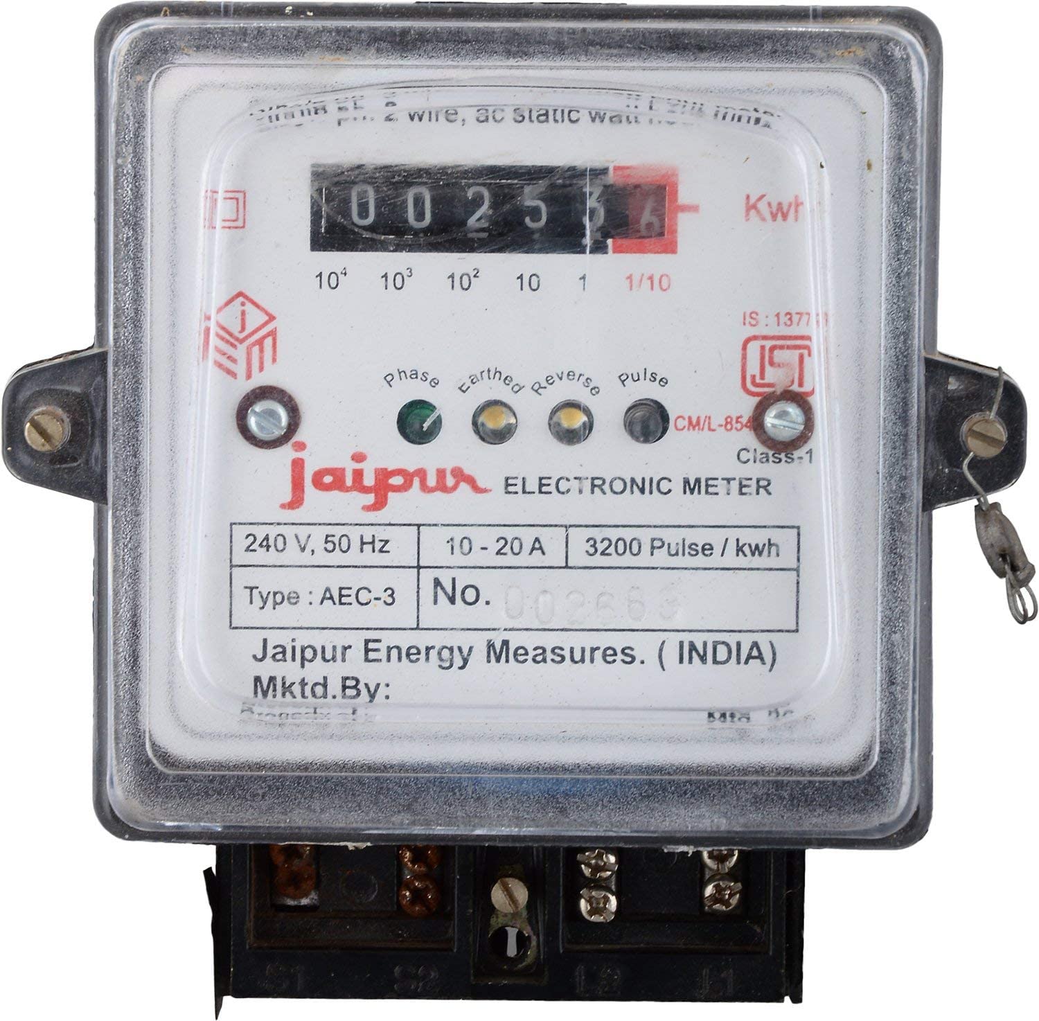 Tulsi Traders Single Phase Meter 2 Wire Electrical Energy KWH Meter White (ISI Mark)