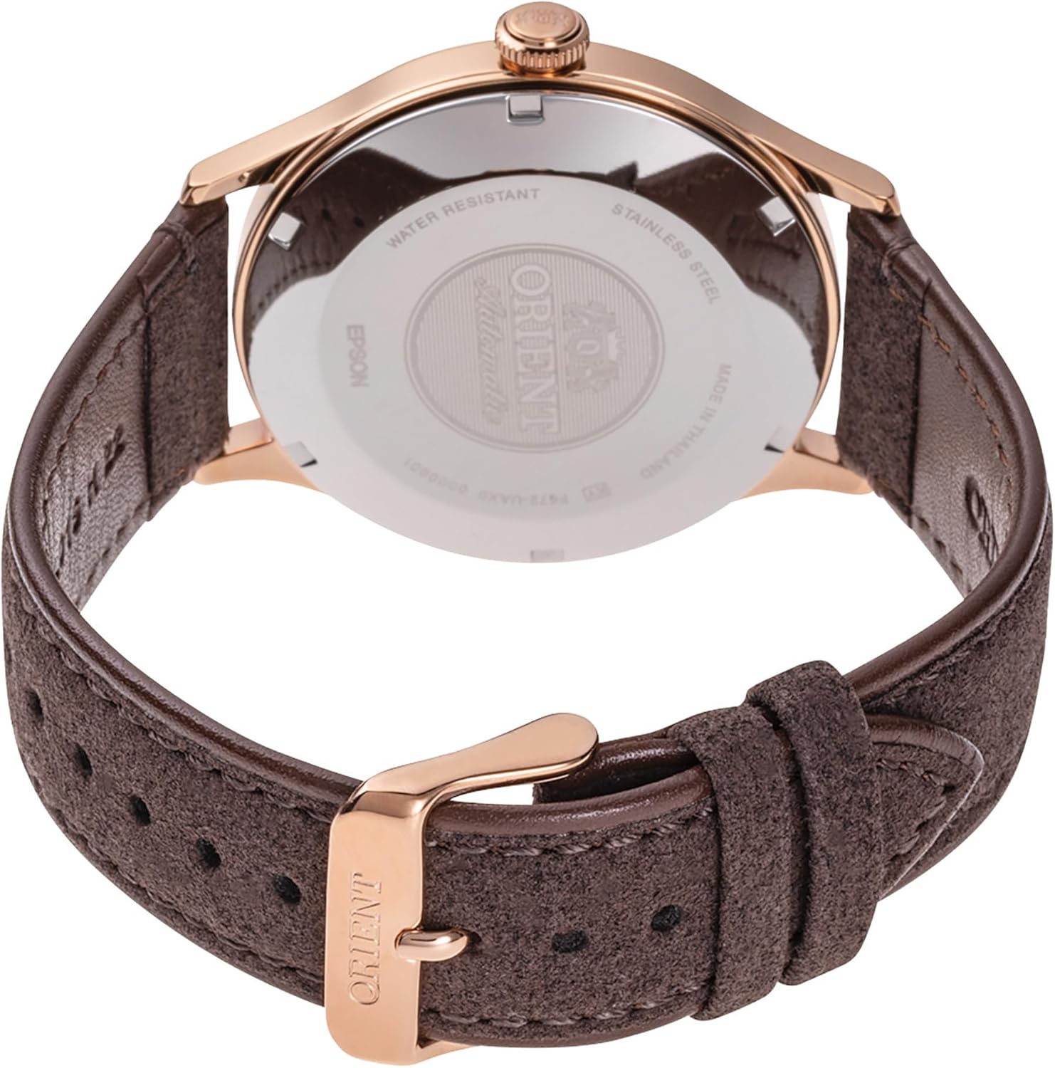 Orient Classic Bambino V4 Male Automatic Hand Winding Wristwatch - Mechanical Casual Leather Brown Band Stainless Steel Case Analog Brown Dial - RA-AC0P04Y