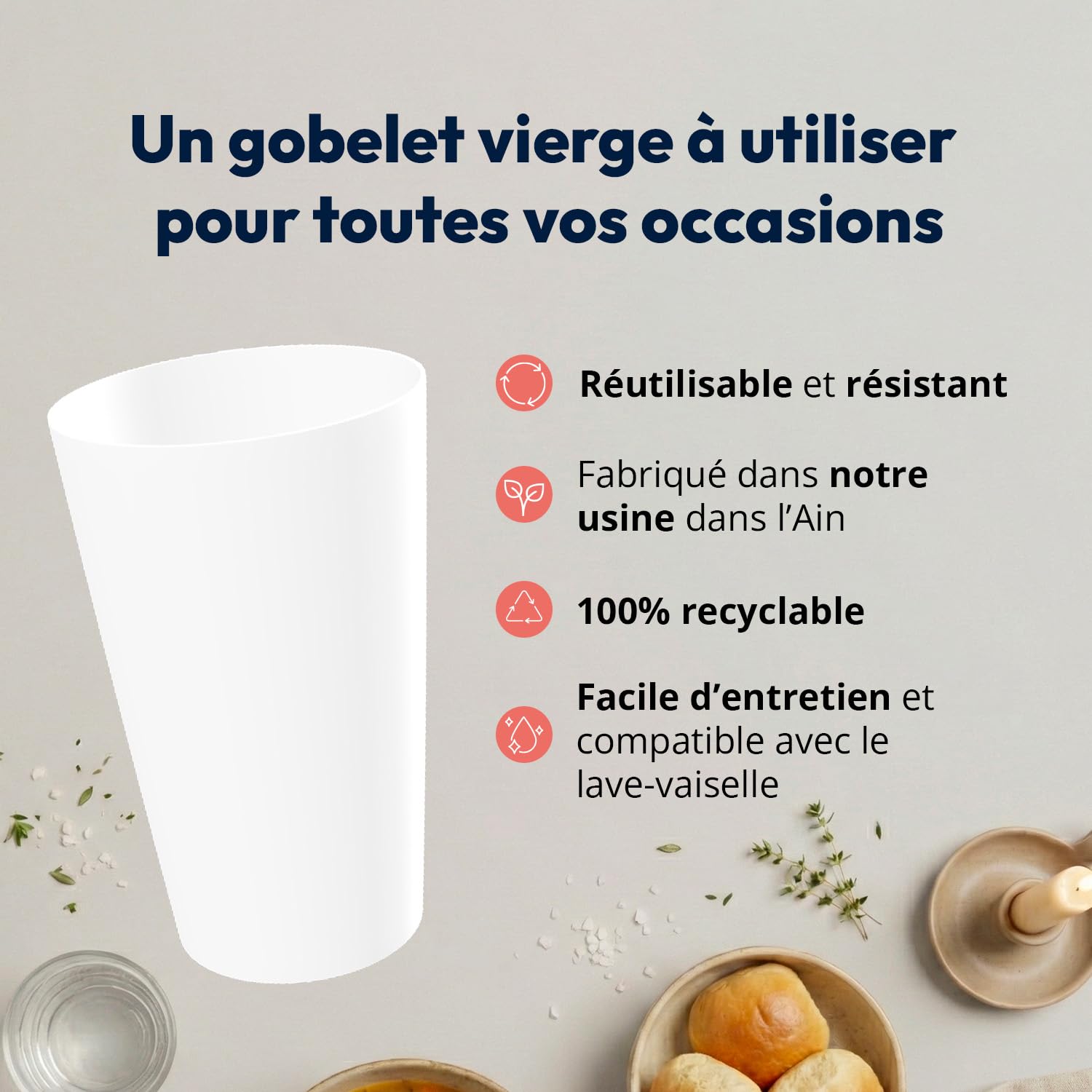 Wobz - Gobelet Vierge Opaque - Polypropylène - Fabriqué En France - 25 cl - Pack De 500
