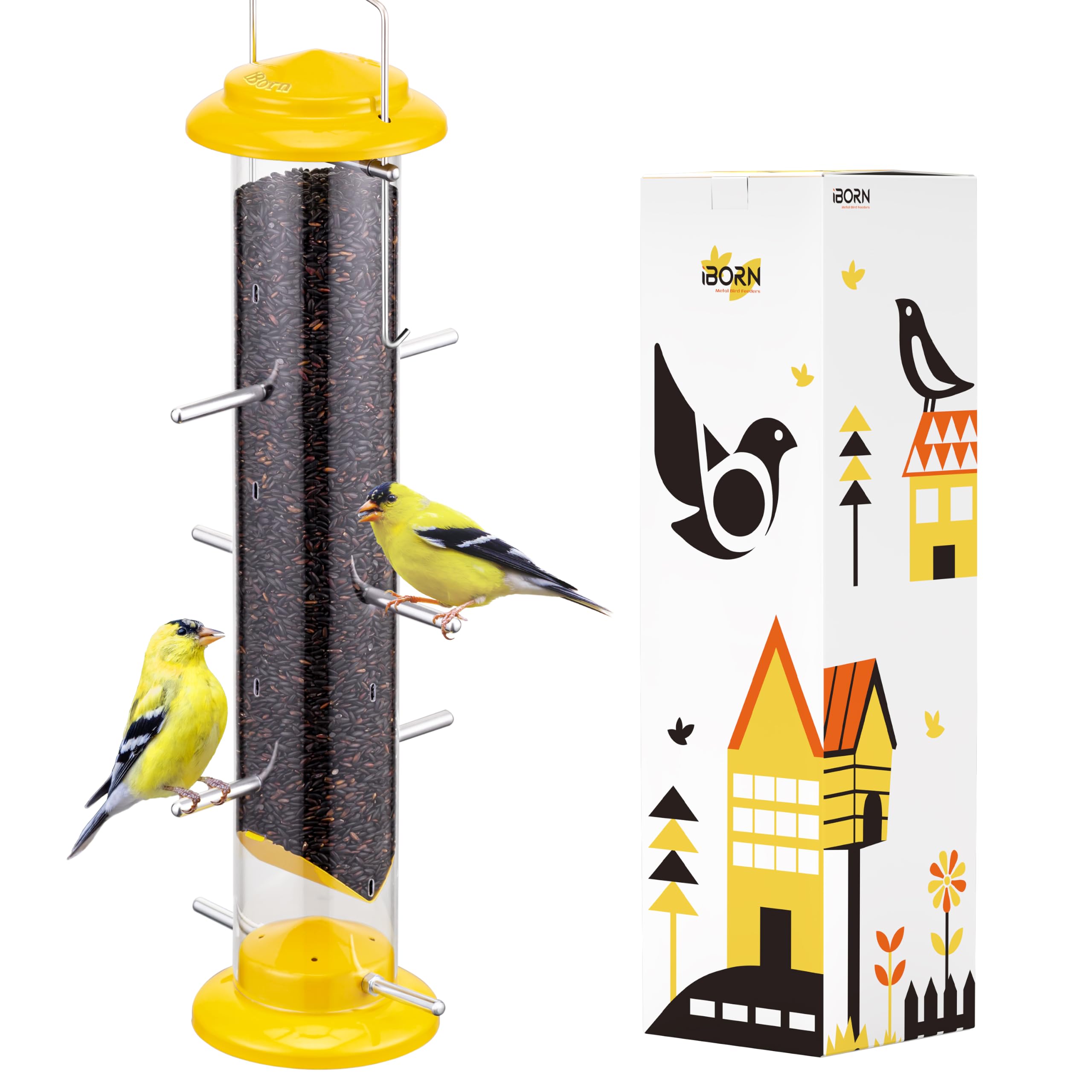 iBorn Finch Feeders for Outside Nyjer Thistle Bird Feeder