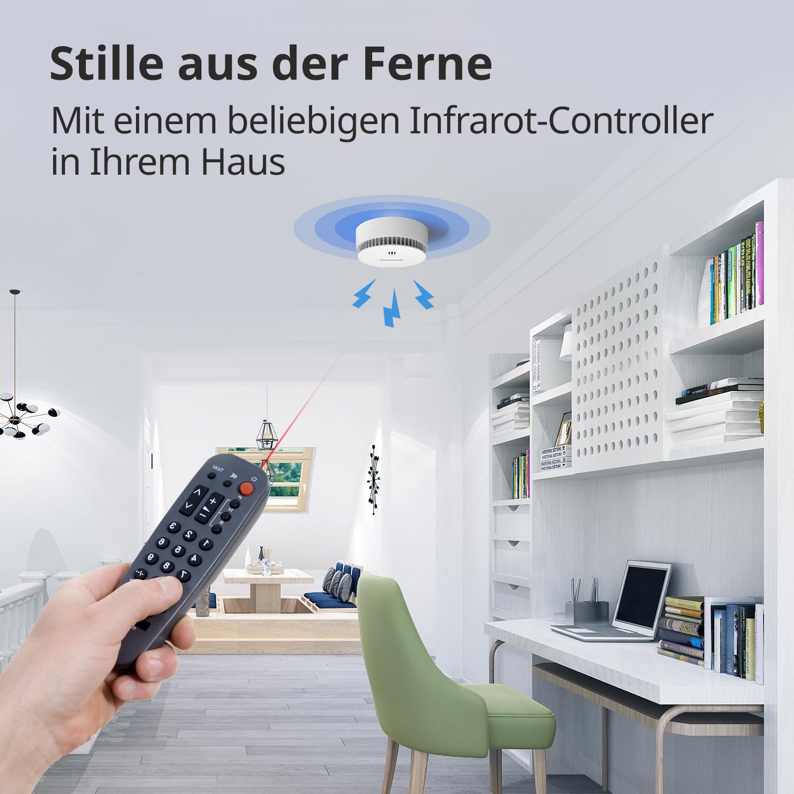 WISUALARM Rauchmelder Vernetzt, Rauchmelder 10 Jahre Batterie, Feuermelder Vernetzt, Mute Funktion, Konform mit EN14604 (3 Stück vorverkettet)
