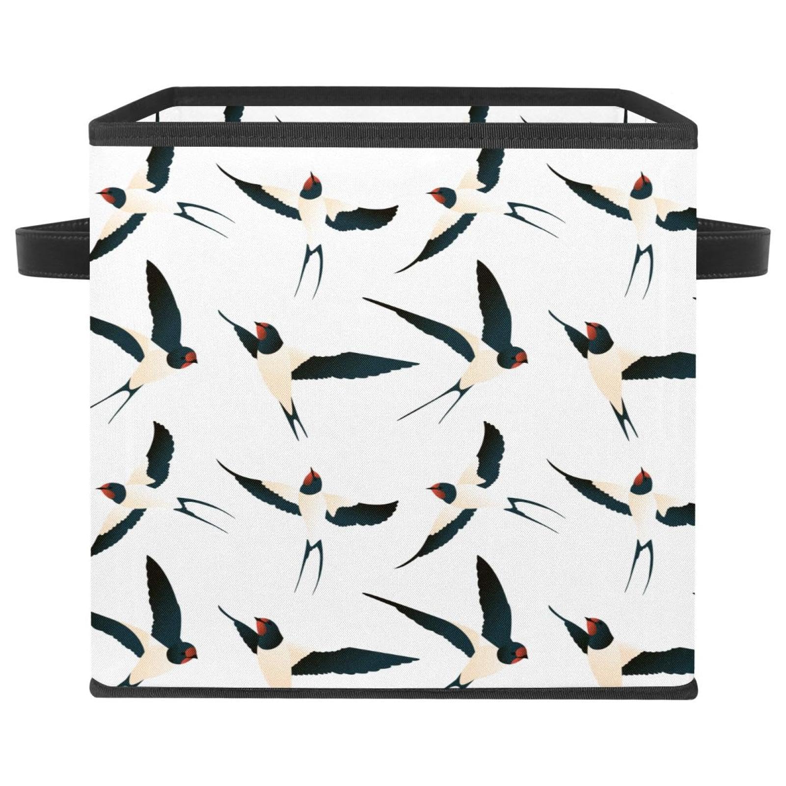 Boîte de rangement pour chambre d'enfant et placard, cube en tissu imprimé hirondelles