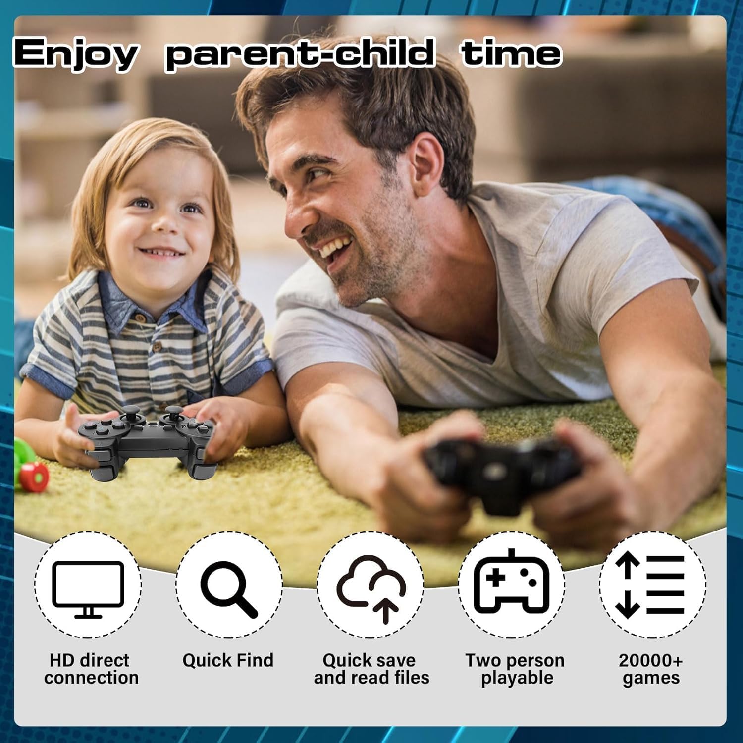 IC Plus Wireless Game Console with 20,000+ Retro Games, 9 Emulators, 2 Controllers, and 64GB Memory Card for TV 4