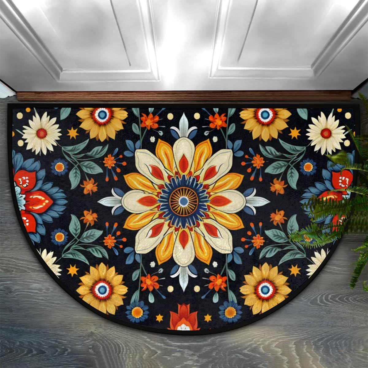 Eizlang Half Circle Doormat Non Slip Bath Mats Absorbent Front Porch Rugs Funny Shower Mat Outdoor Entrance Rug for Home Bathroom Kitchen Decor