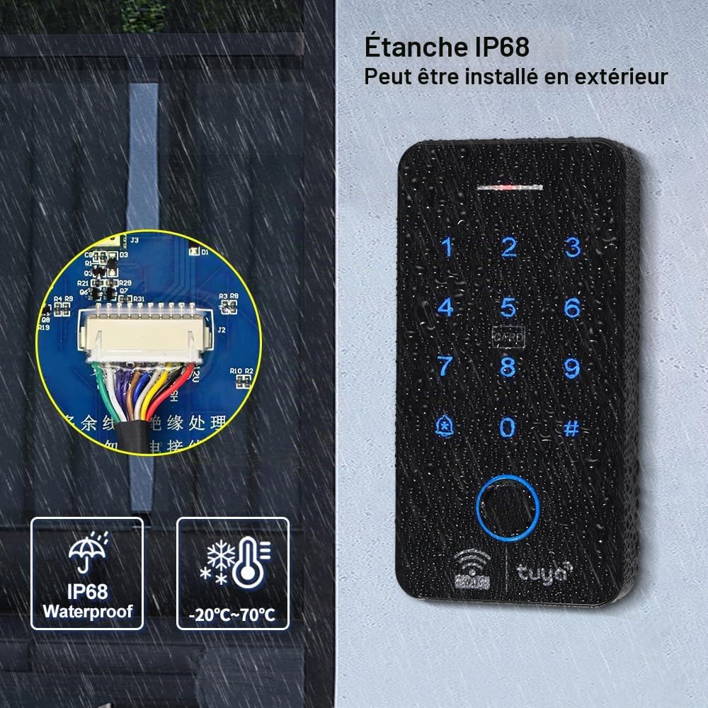 Kit de contrôle d'accès WiFi TUYA, Système de sécurité, Serrure de porte à clavier tactile RFID étanche, Contrôle d'accès intelligent par empreinte digitale, Verrou électromagnétique 280KG
