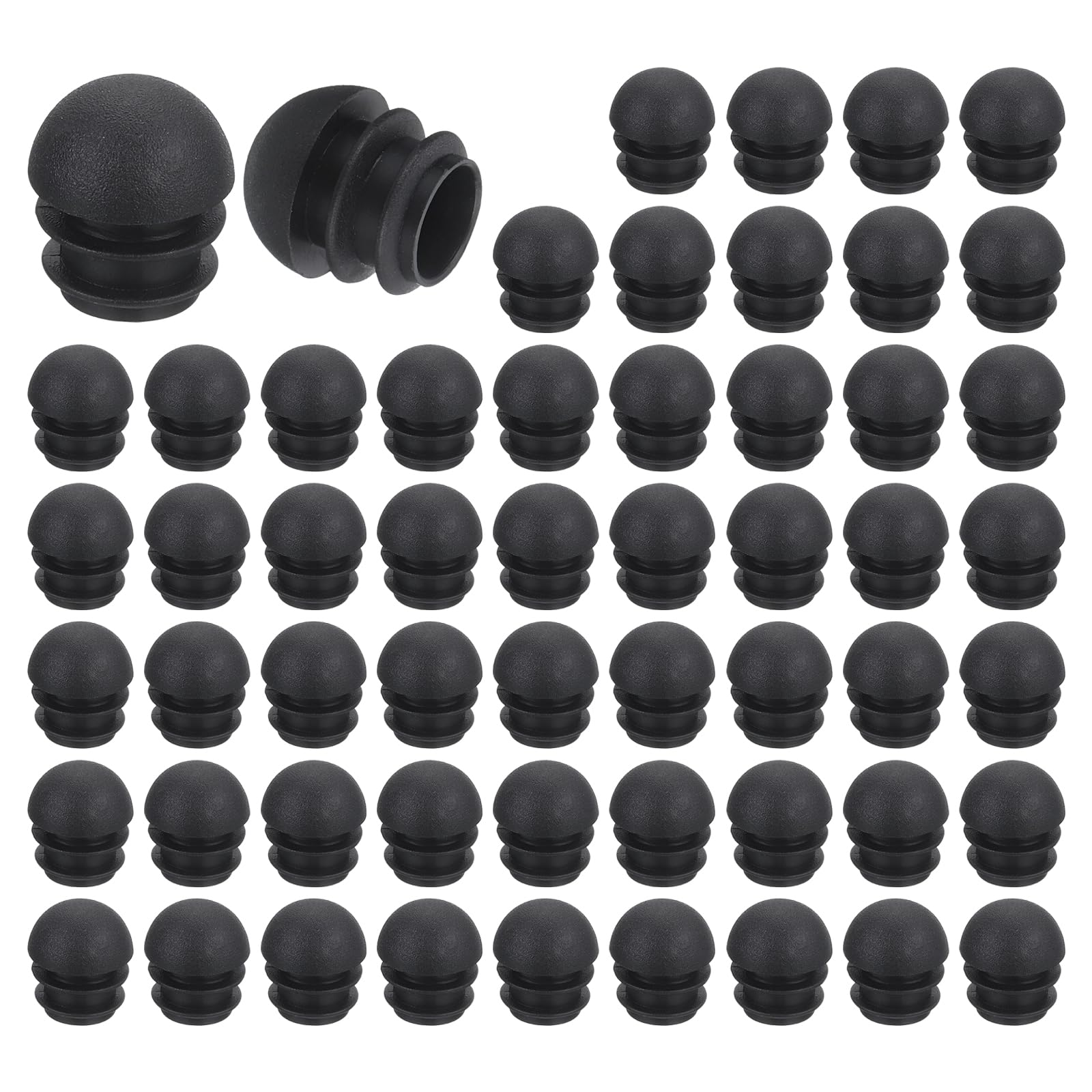 QUARKZMAN 56 Tapones Redondos de Plástico, Tapas de Extremo de Tubo Negro, Insertos de 16mm (0.63 Pulgadas) para Patas de Muebles, Protección Deslizante para Silla, Estante