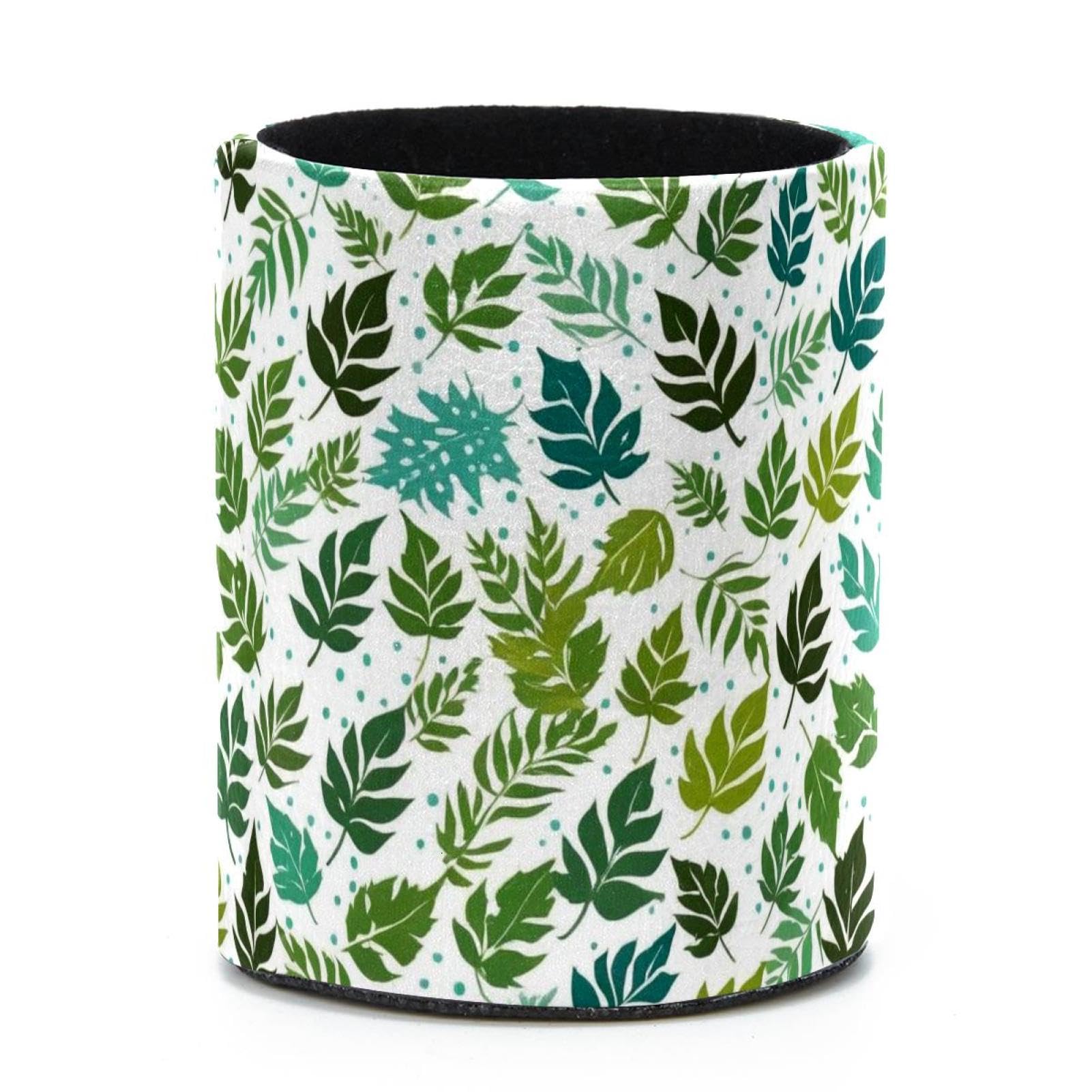 VAPOKF Round Pencil Holders for Desk, Artistic Leaves Pen Holders Pen Pot Makeup Brushes Storage Desktop Stationery Supplies Organiser for Home Office