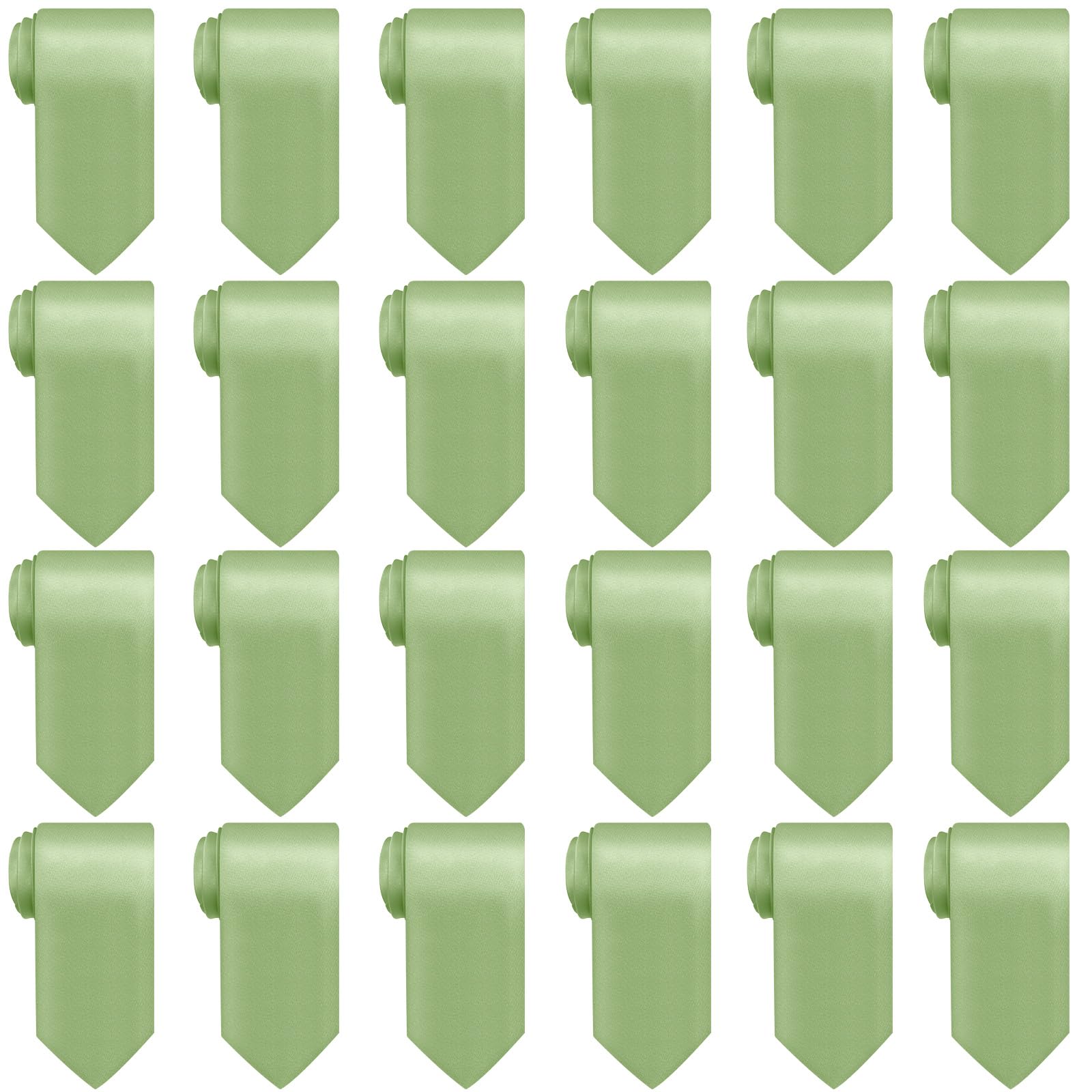 Syhood 24 Pcs 6/12/24 Pcs Men Ties Set Solid Satin Pure Color Business Formal Necktie Tie 57" for Men Occasion Wedding (Light Green)