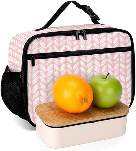 Miniatura 6 de Muishi Trenzas de punto reutilizables para almuerzo, bolsa de almuerzo aislada, bolsa enfriadora, lonchera para comida y alimentos, bolsa de mano