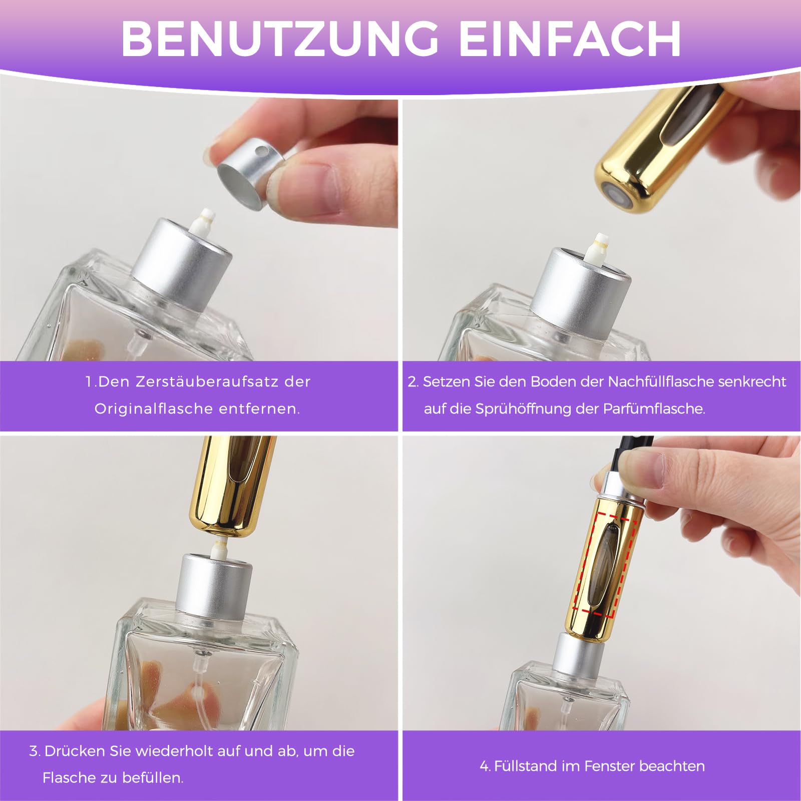 CNMTCCO Porta Profumo Da Viaggio, Confezione Da 4 Porta Profumo Da Borsetta, Porta Profumi Da Viaggio, Piccolo E Portatile, Adatto Per Viaggi Aerei, Borse, Viaggi (5 ml)
