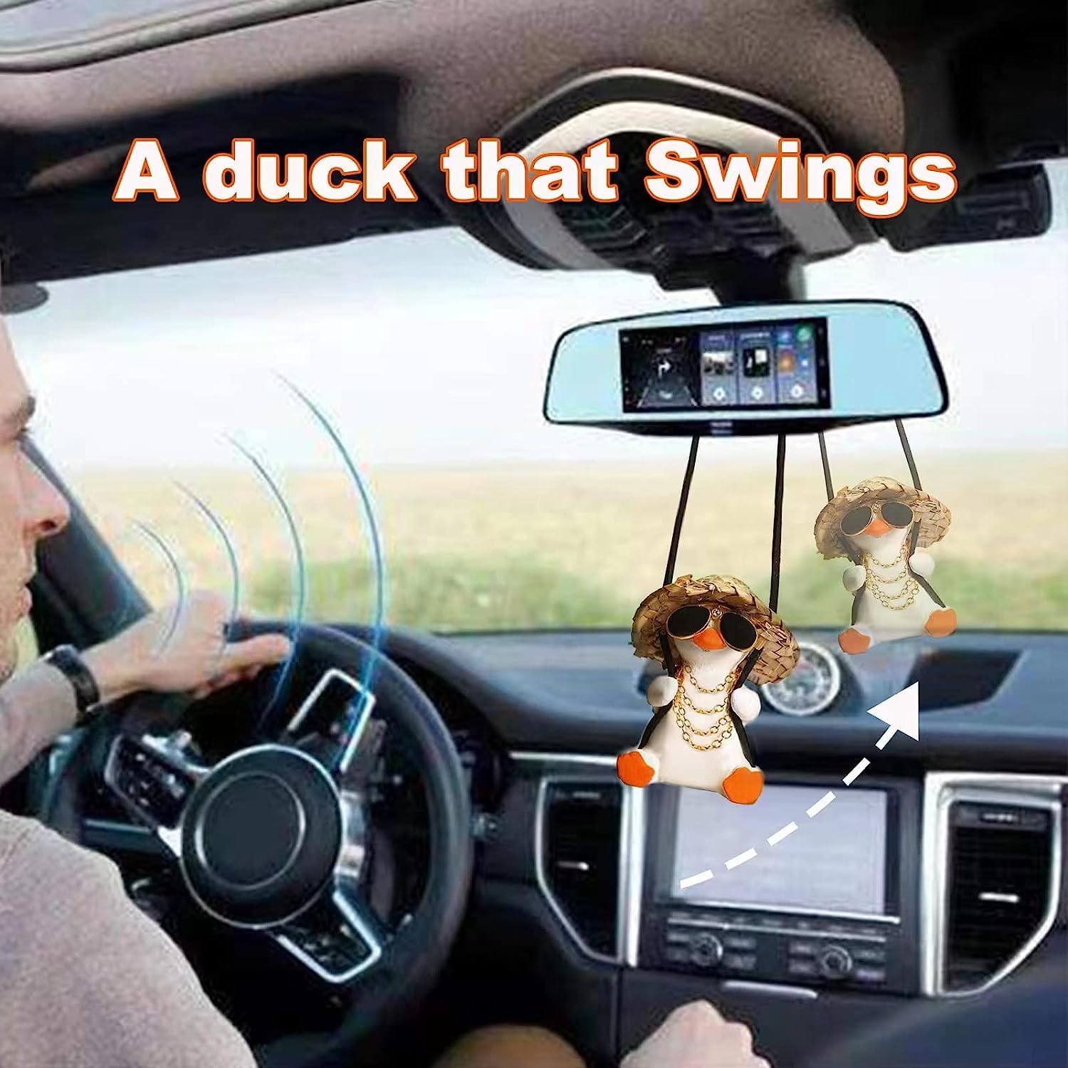 Canard Oscillant Mignon Suspendu Rétroviseur Voiture - Décoration Intérieure Drôle Et Relaxante