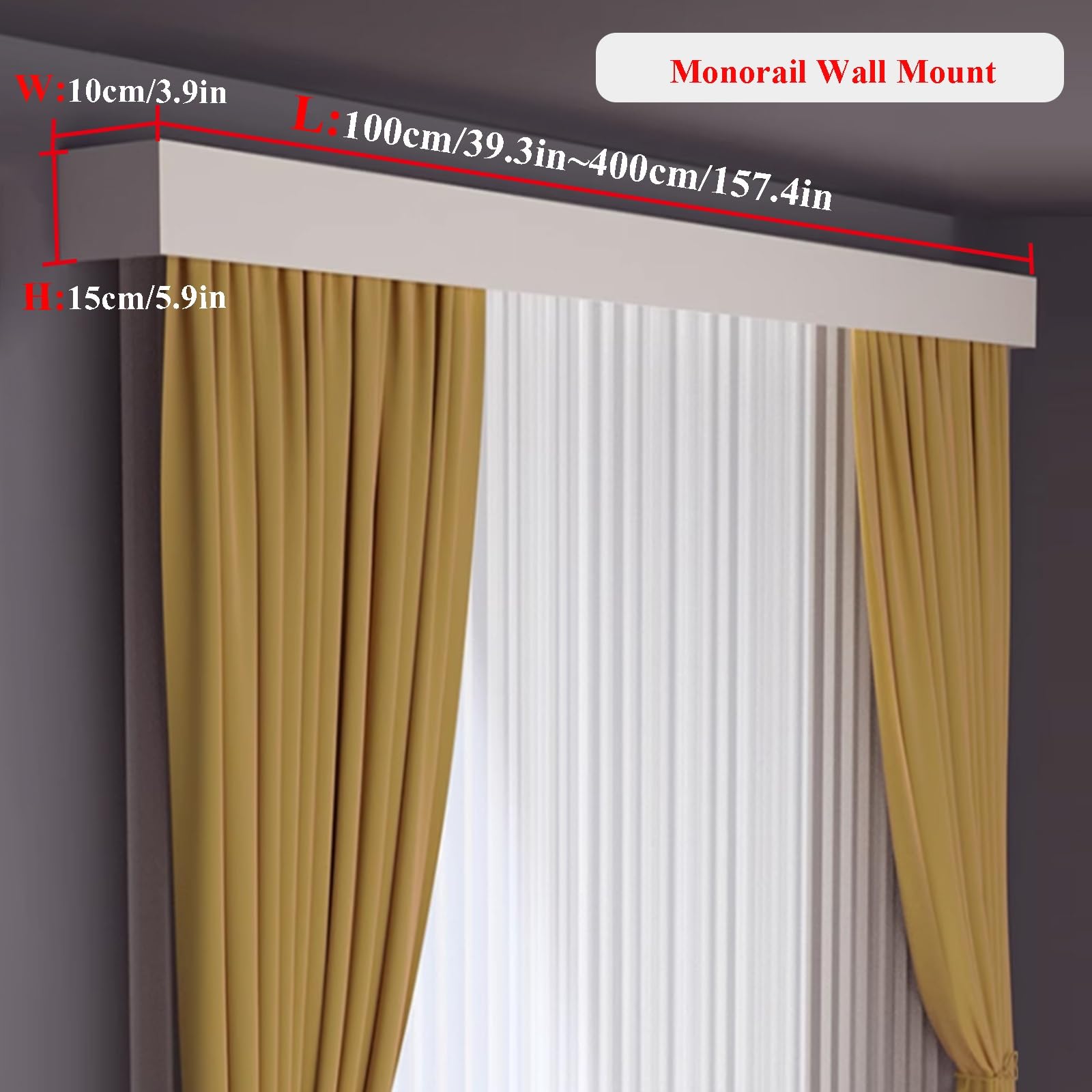 Reinweiße Gardinenstangen – Wandmontage 150 cm/59 Zoll perfekte Sichtschutzlösung für Wohnzimmer und Schlafzimmer einläufige Umzugskartons idealer Raumteiler.