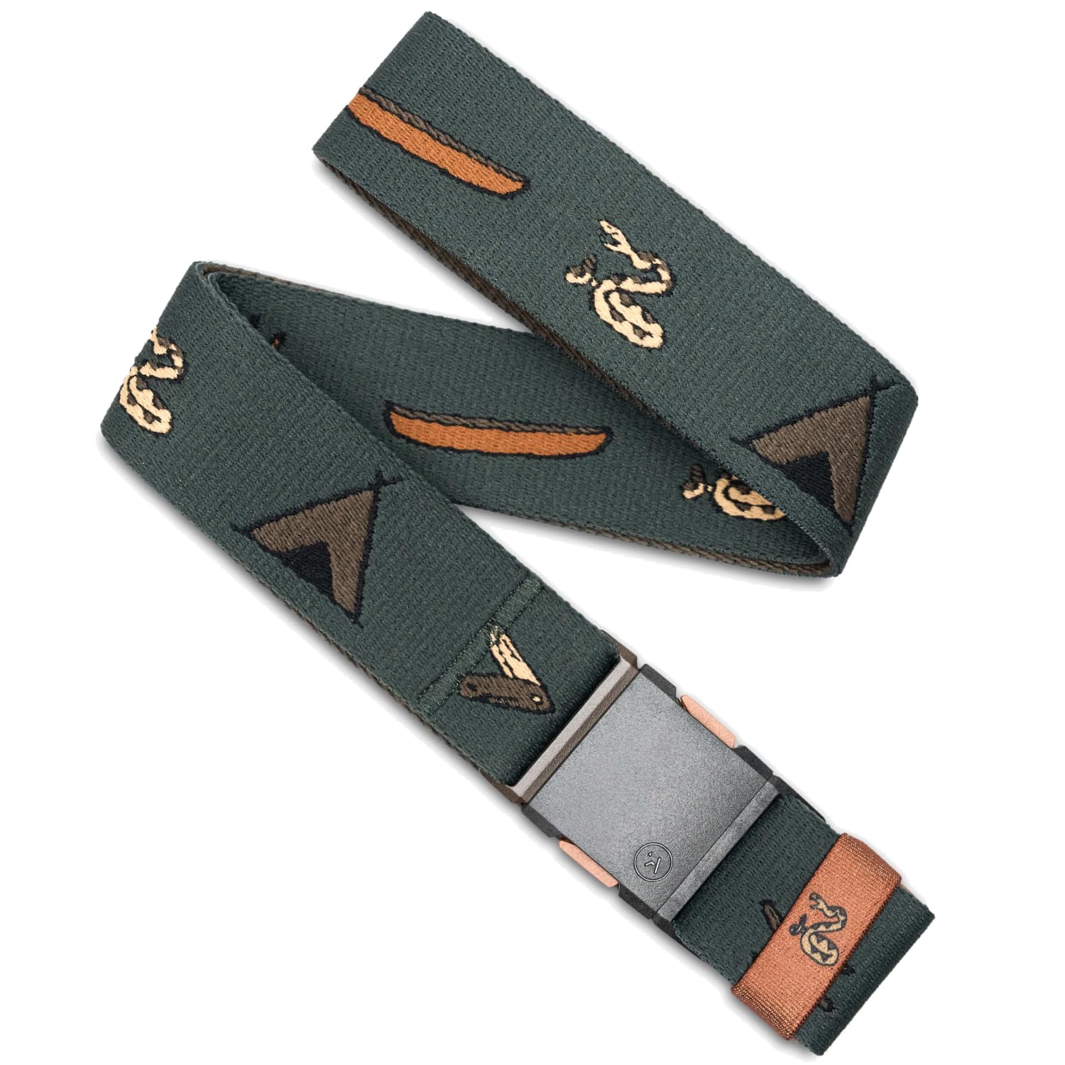 Arcade Belts A2 Unisex Adventure Belt: Heavy Duty Stretch, Metal Free Buckle, Get Outside - Jalapeno/Bay, Standard (Up to 40"); 1.5" Wide