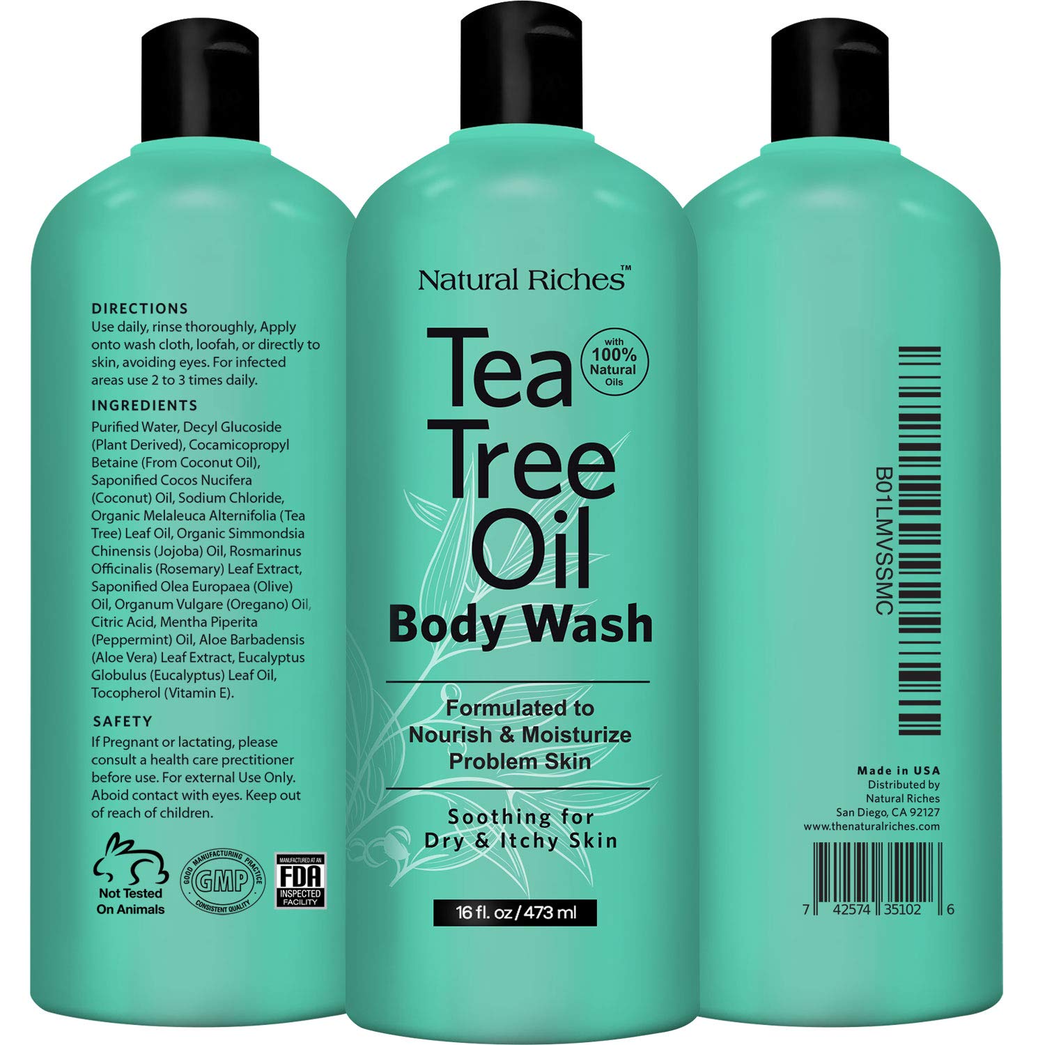 Natural Riches Tea Tree Body Wash Body Soap to Fight Jock Itch, Itchy